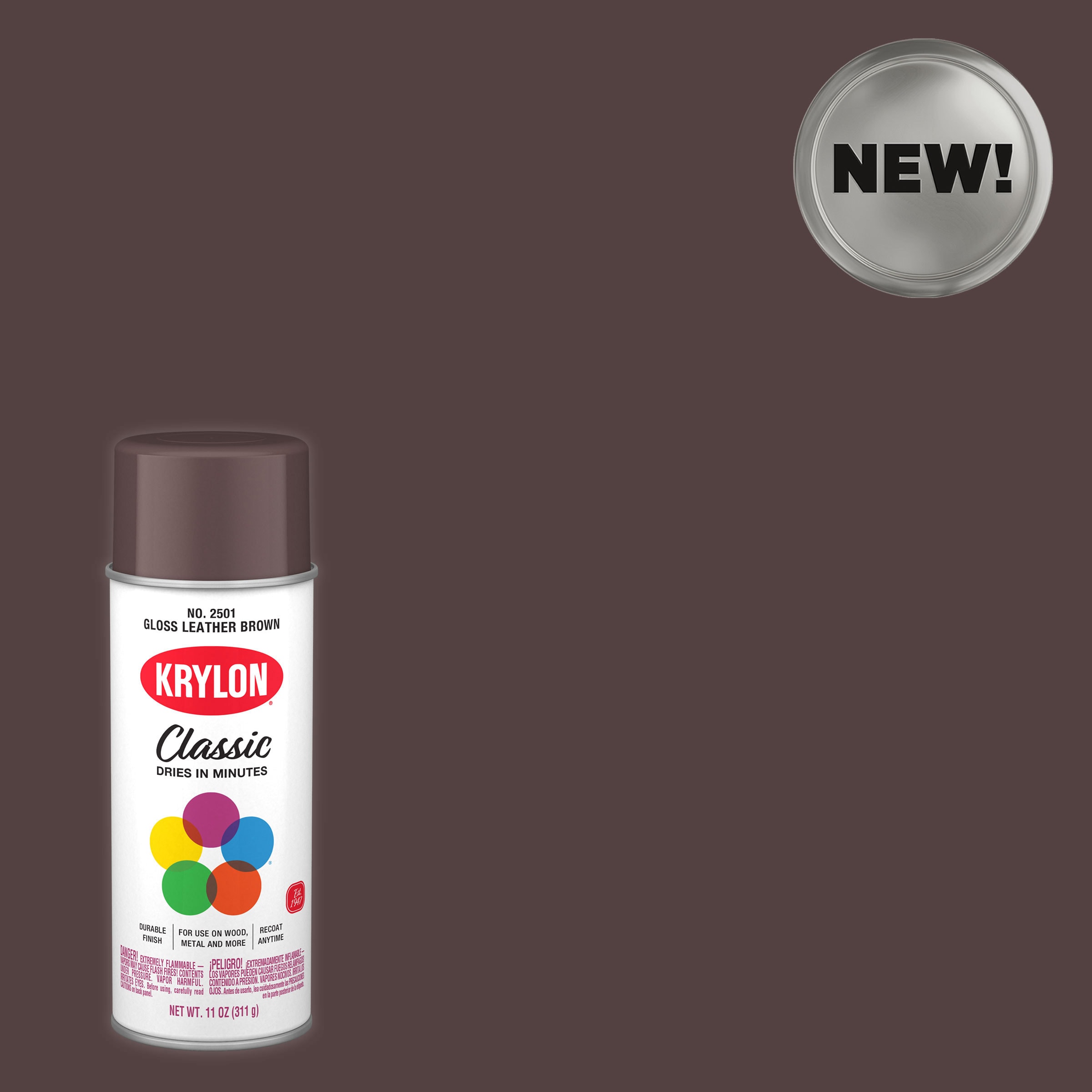 Krylon Classic Gloss Leather Brown Lacquer Acrylic Spray paint ( NET WT. 11-oz )