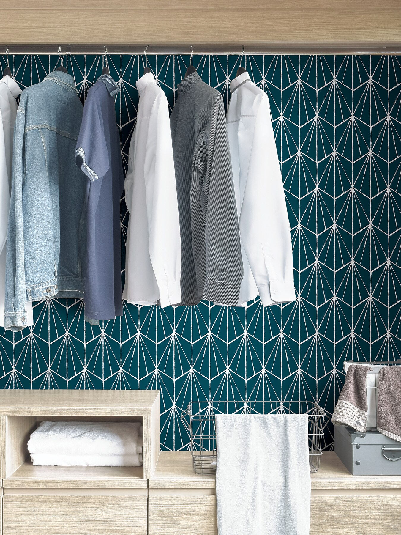 Indigo Geometric Self-Adhesive Peel and Stick Wallpaper