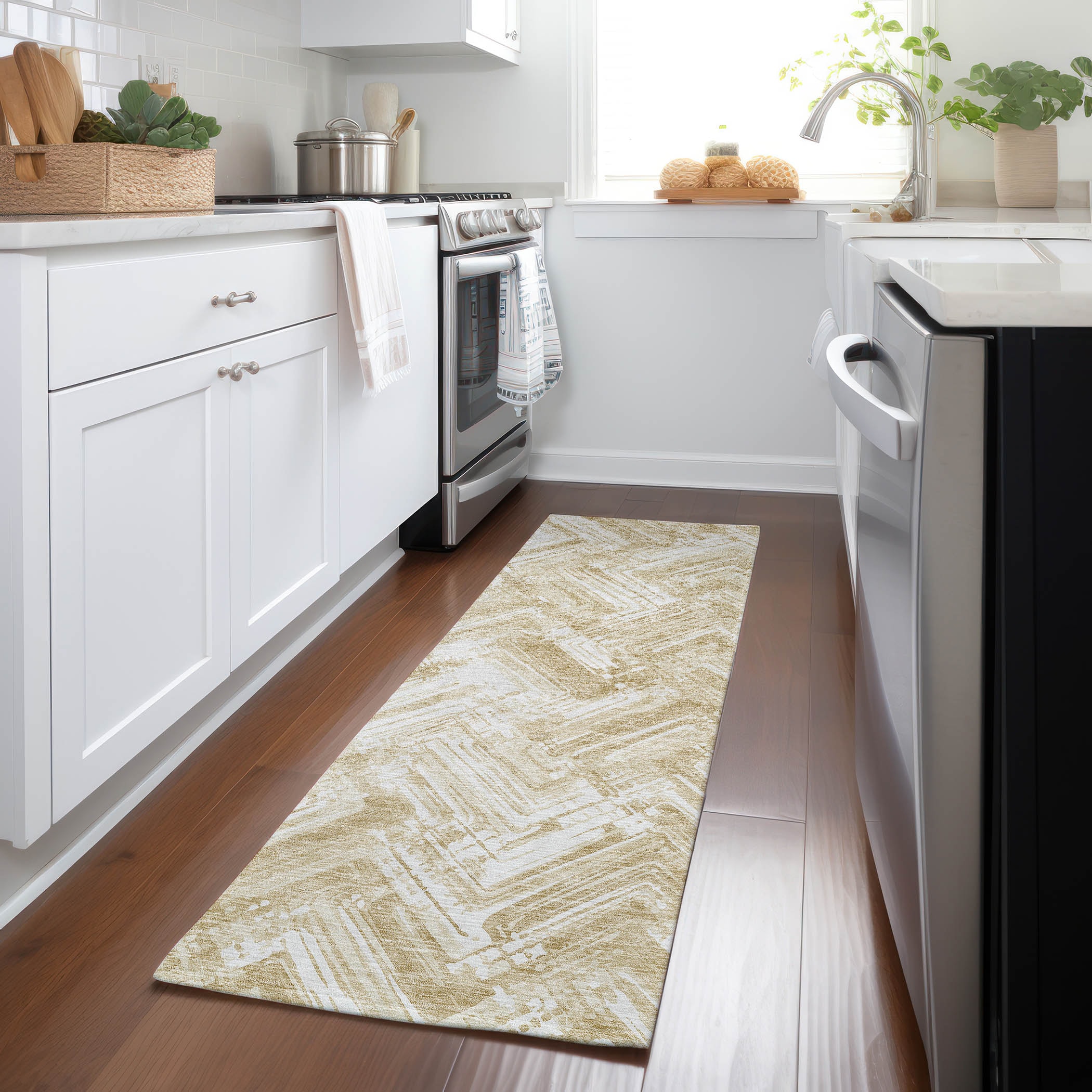 Addison Rugs ACN630BG2X8 Chantille ACN630BG 2 x 7 (ft) Polyester Beige Rectangular Indoor/Outdoor Geometric Machine washable Runner rug