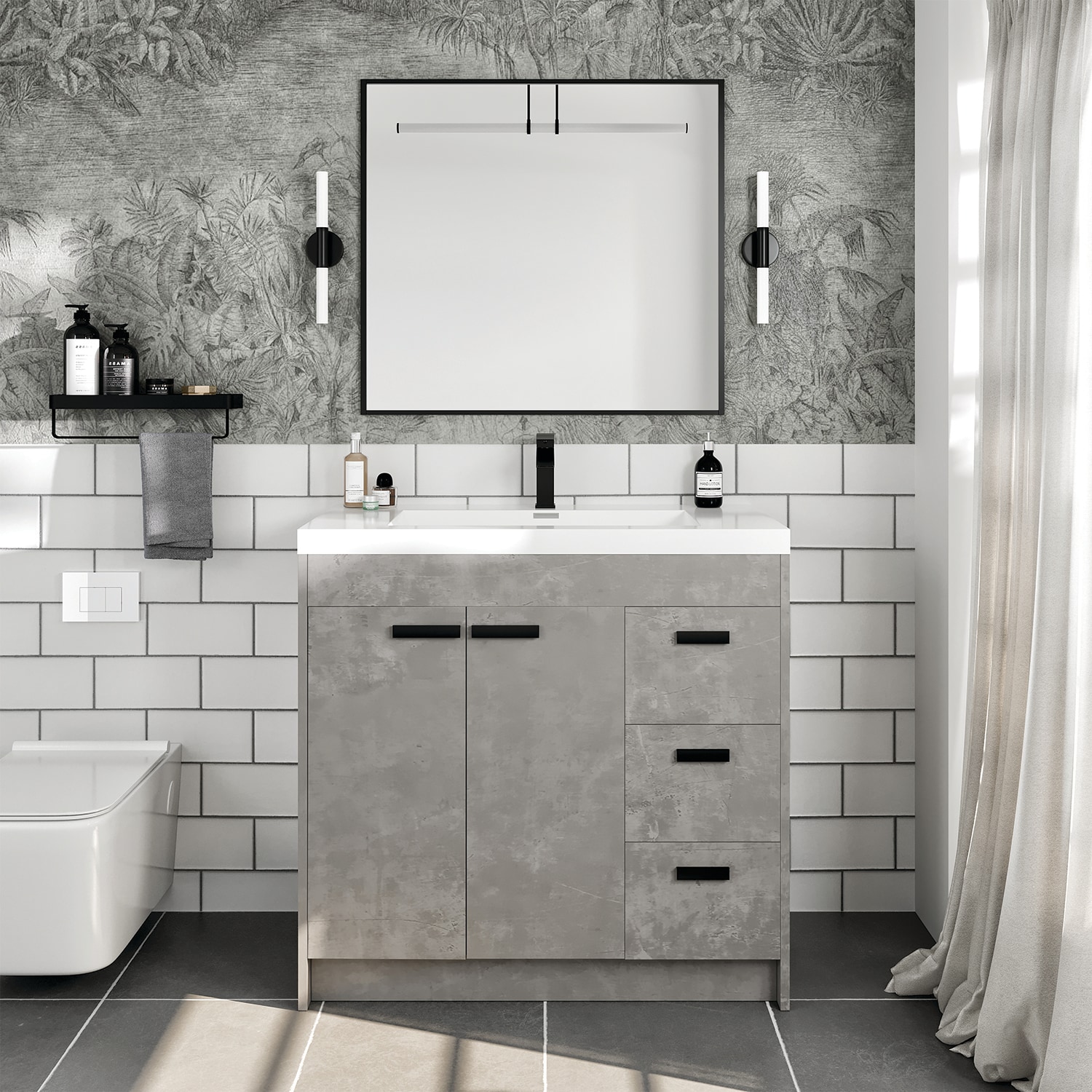 Eviva Lugano 36-in Gray Single Sink Bathroom Vanity with White Acrylic ...