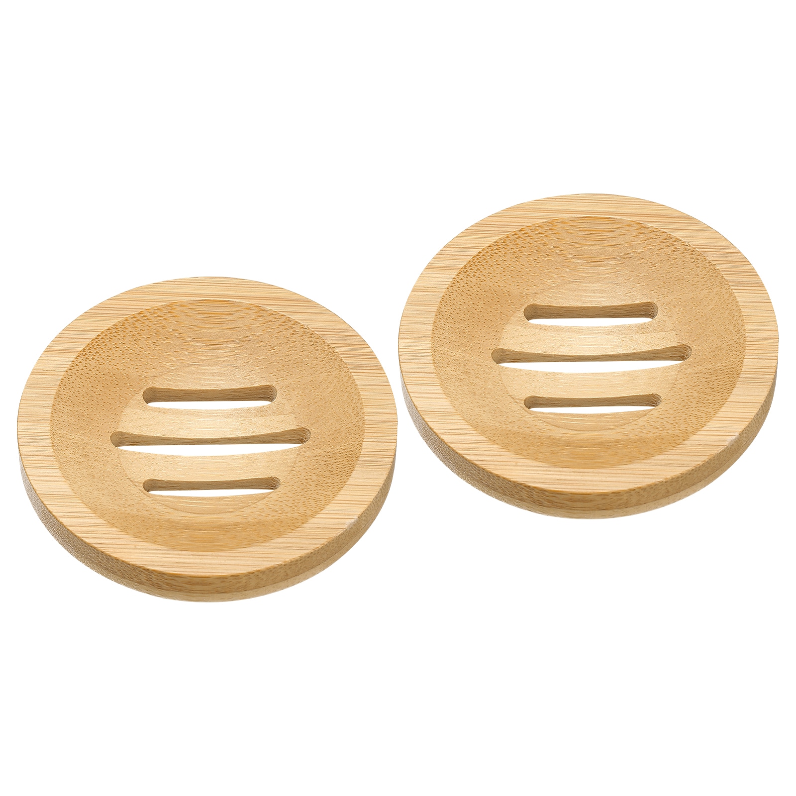 Unique Bargains Wooden Soap Dish 2pcs Natural Bamboo Soap Saver Tray Self Draining Soap Holder for Bathroom Bathtub Kitchen Sink