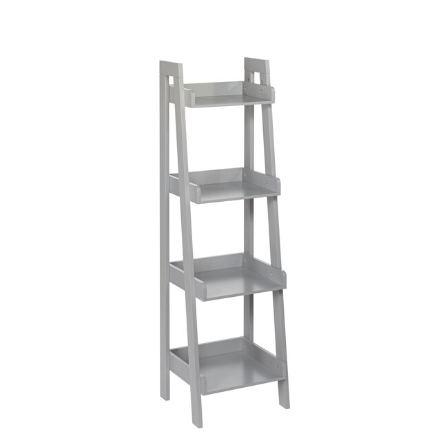 Riverridge Gray Composite Kids Ladder, Four Tier White Ladder Bookcase Shelf