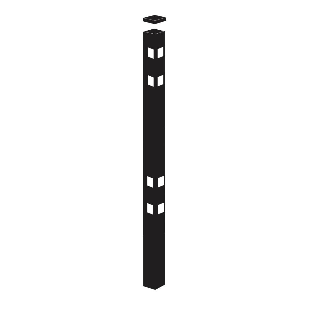 New Haven 9-ft H x 2-in W Black Aluminum Corner Fence Post
