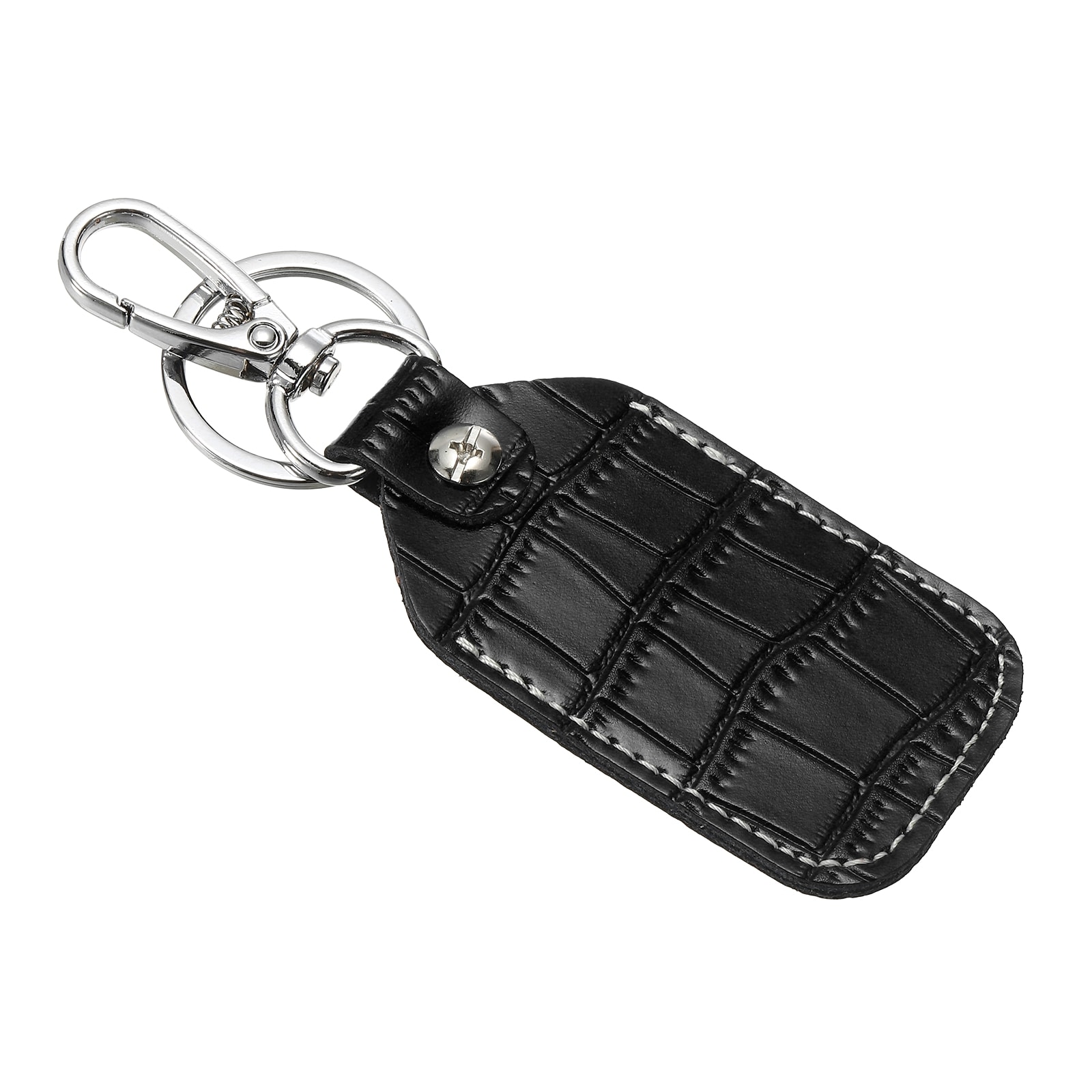 PATIKIL Leather Key Fob Genuine Leather Keys Cover RFID Key Fob Protector Air Tag Holder Keychain Case with Key Ring and Screwdriver for Car Key ID Key Card Black