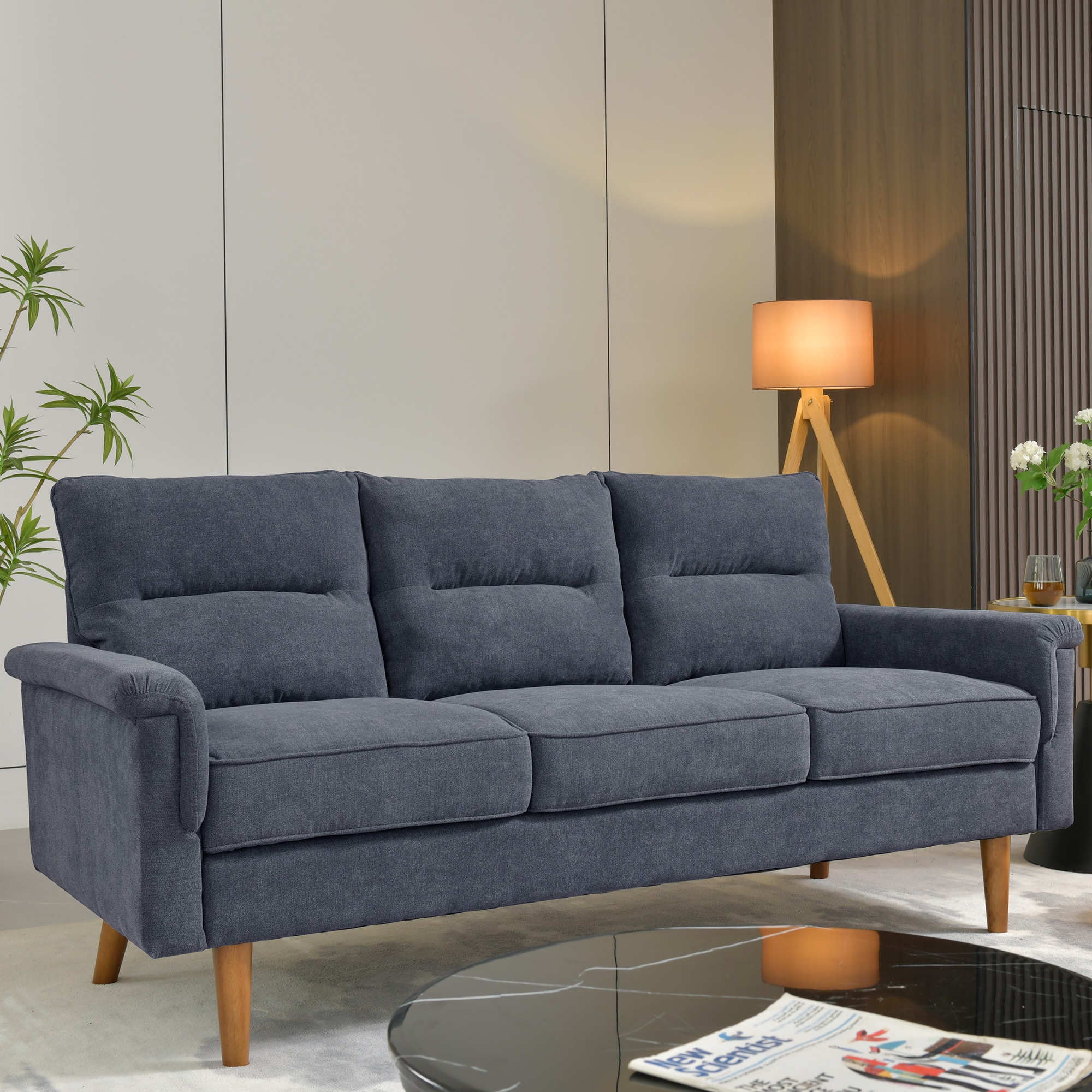 weaxty HMBNYK500 71.4-in Modern Gray 3 -seater Sofa