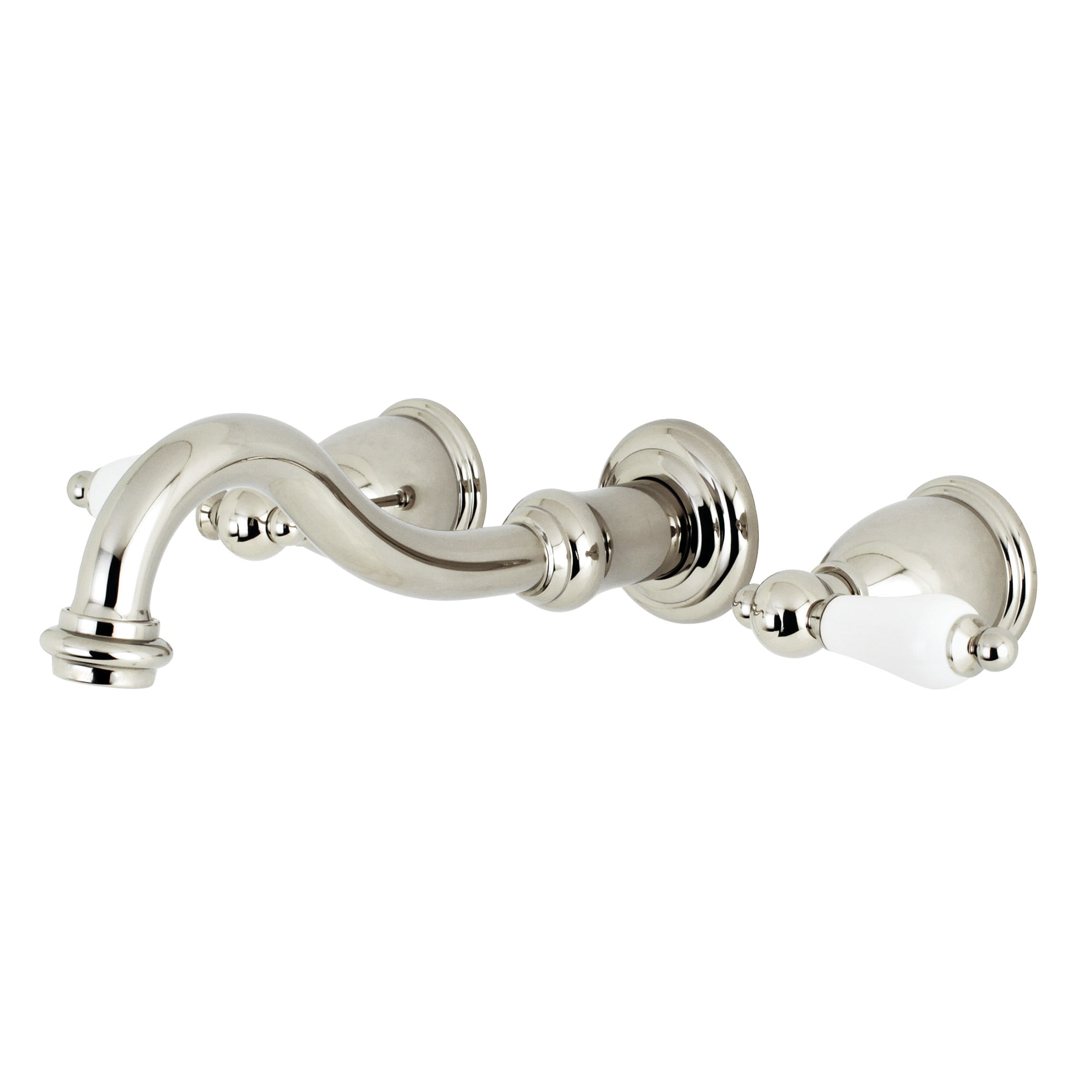 Kingston Brass WLKS3026PL Restoration Polished nickel 2-handle Wall-mount Low-arc Bathtub Faucet ( Valve Included )