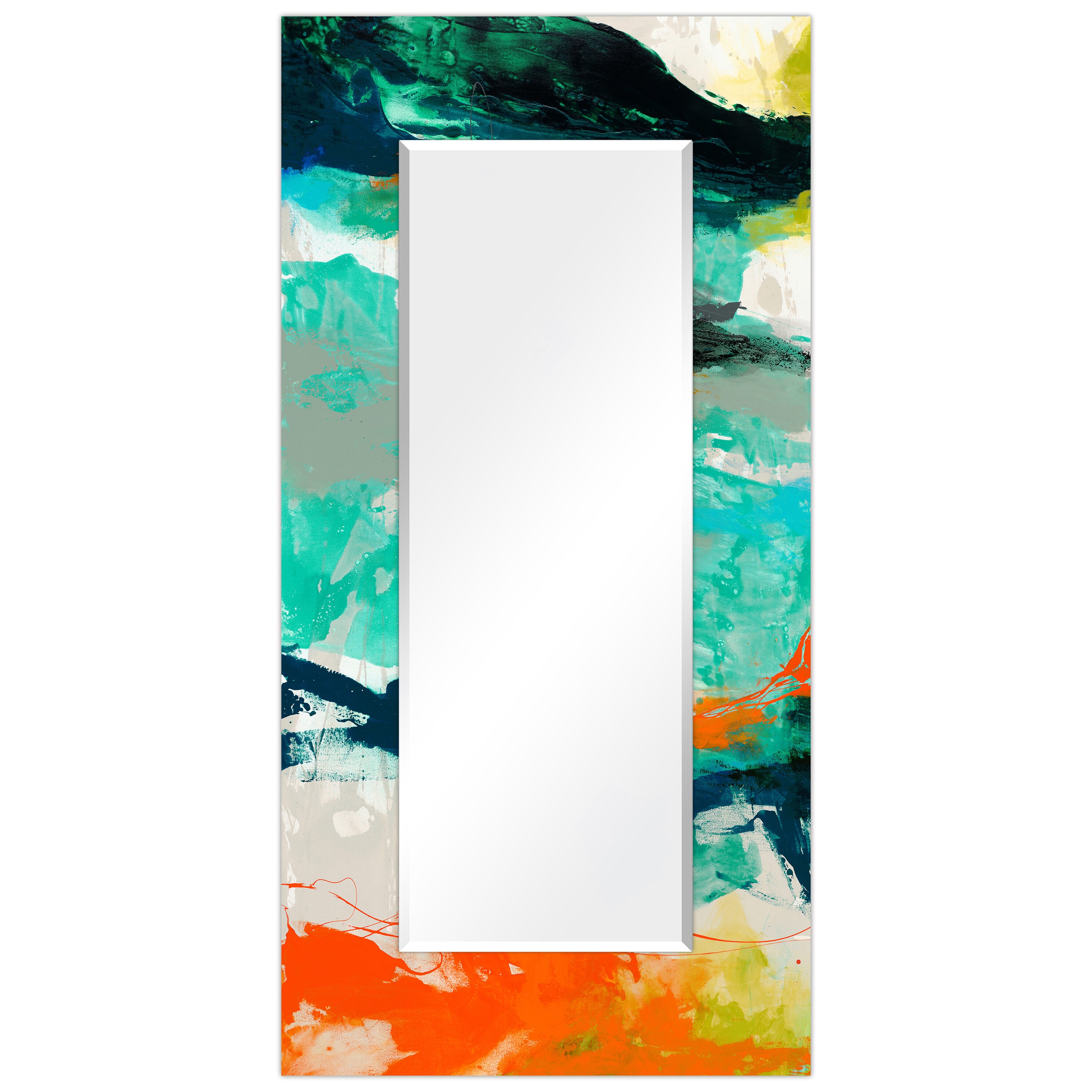 Empire Art Direct TAM-108454-7236 Tempered Glass Frame Wall Mirror 36-in W x 72-in H Multiple Colors/Finishes Beveled Wall Mirror