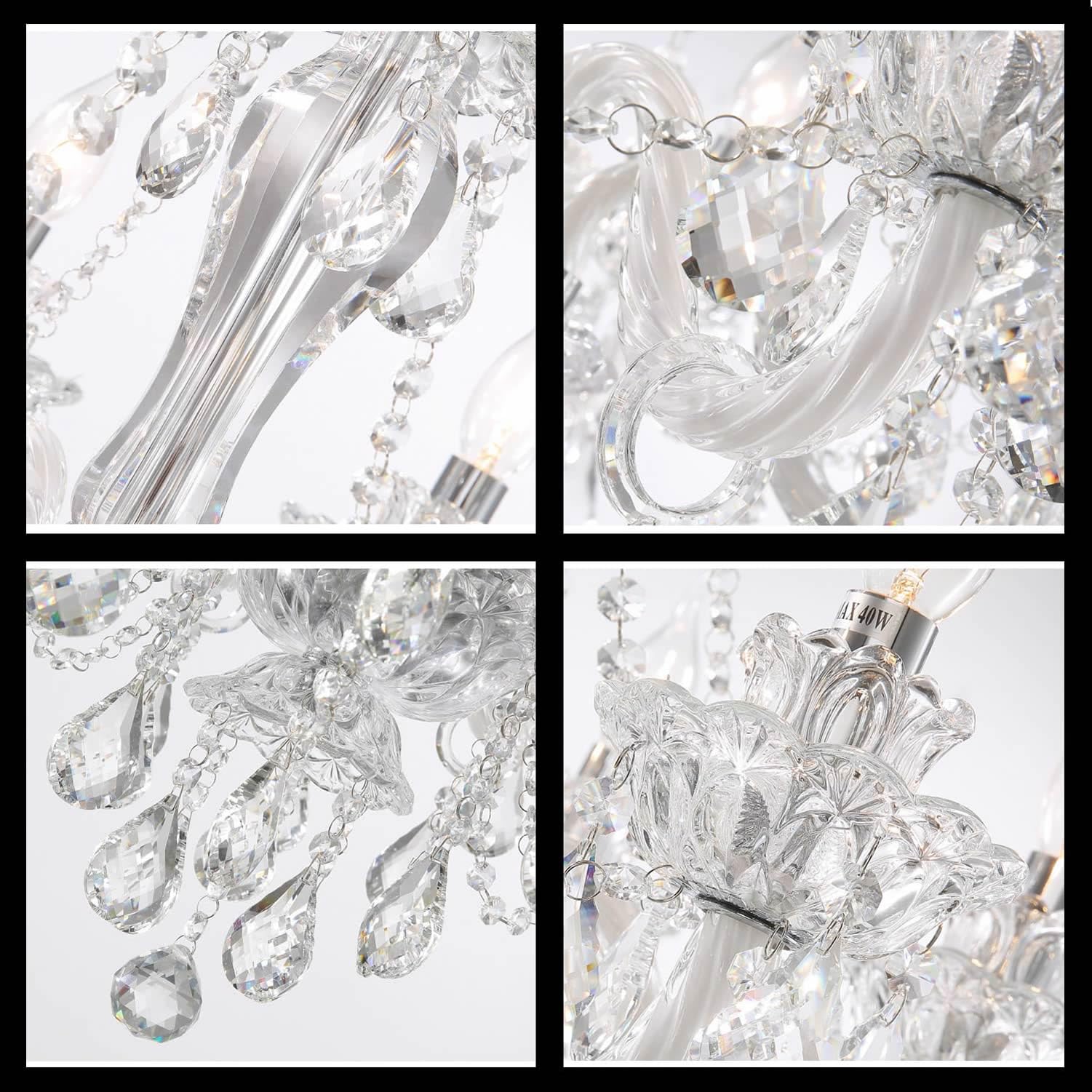 IUEST Clear Crystal Chandelier Lighting Double Layer 12 Lights K9 Clear ...