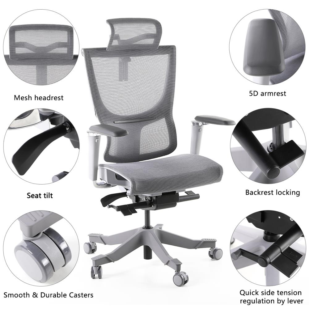 MOTOSTUHL chair Grey Contemporary Ergonomic Adjustable Height Mesh Task ...