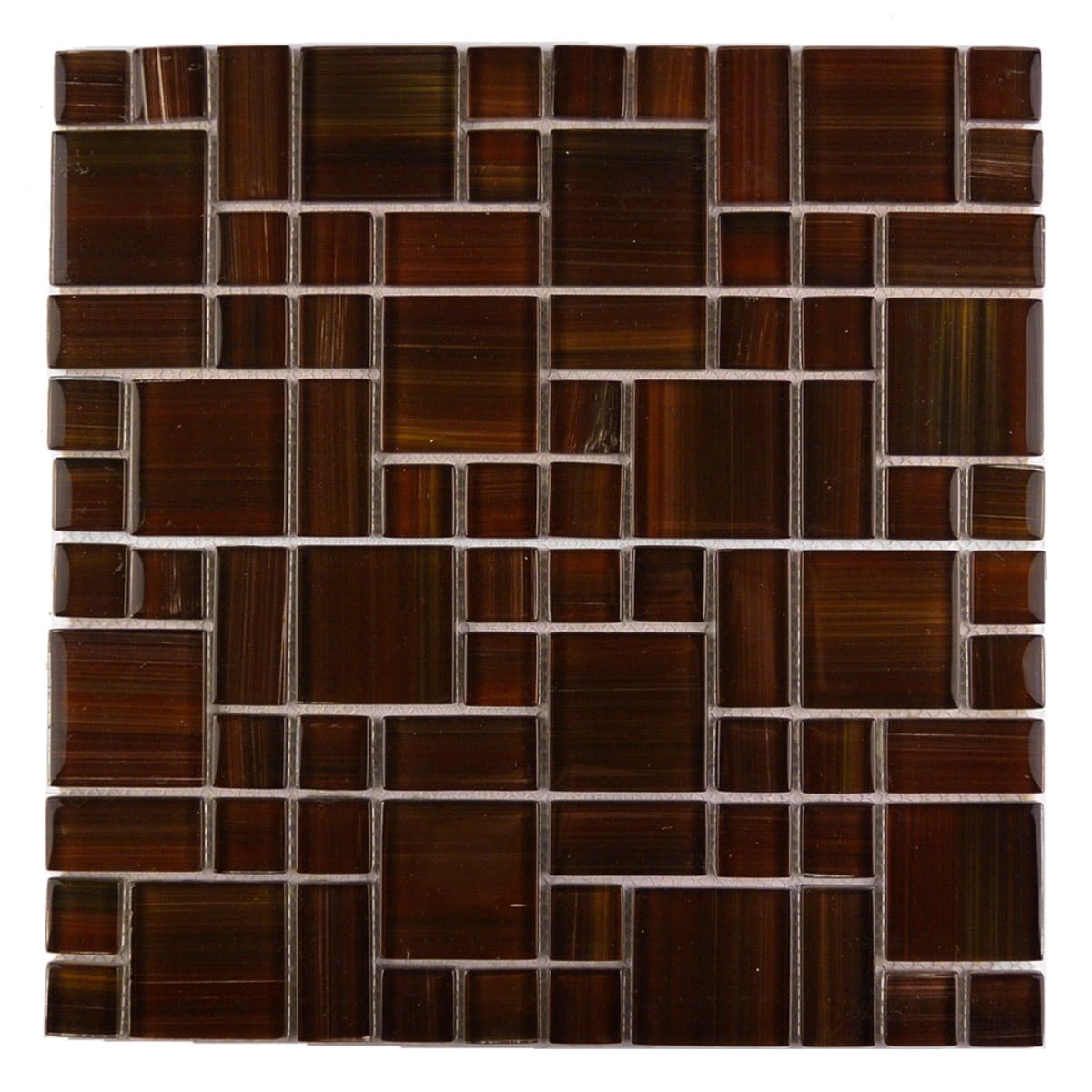 Handicraft II 12-in x 12-in Chocolate Glass Mosaic Wall Tile