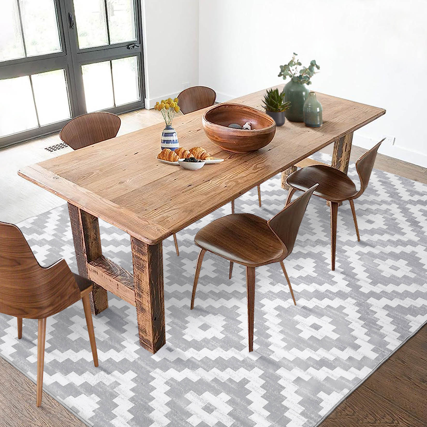 Garvee YXY-LO-PHO-15F06RKH 8 x 10 (ft) Loomed Polyester Gray Rectangular Indoor Geometric Mid-Century Modern Machine washable Area rug
