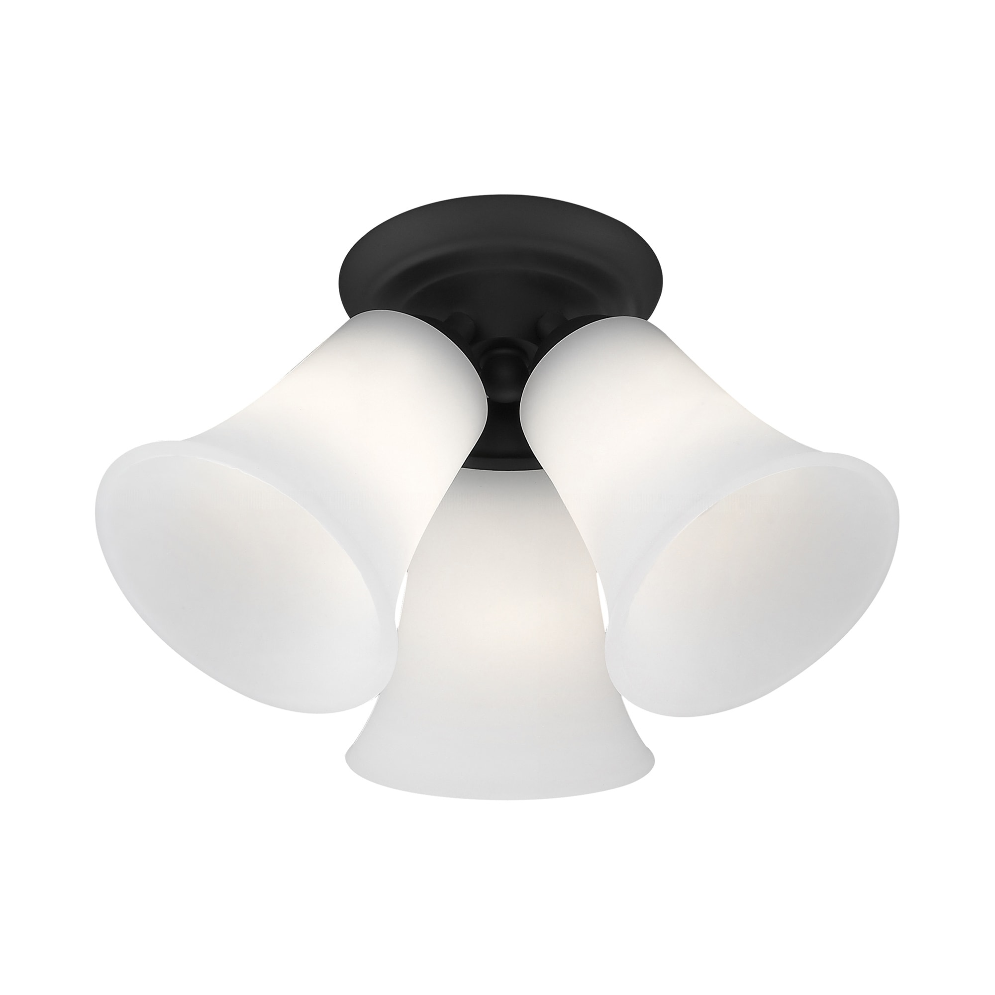 Ridgedale Satin Opal 3-Light Black Flush Mount Ceiling Fixture