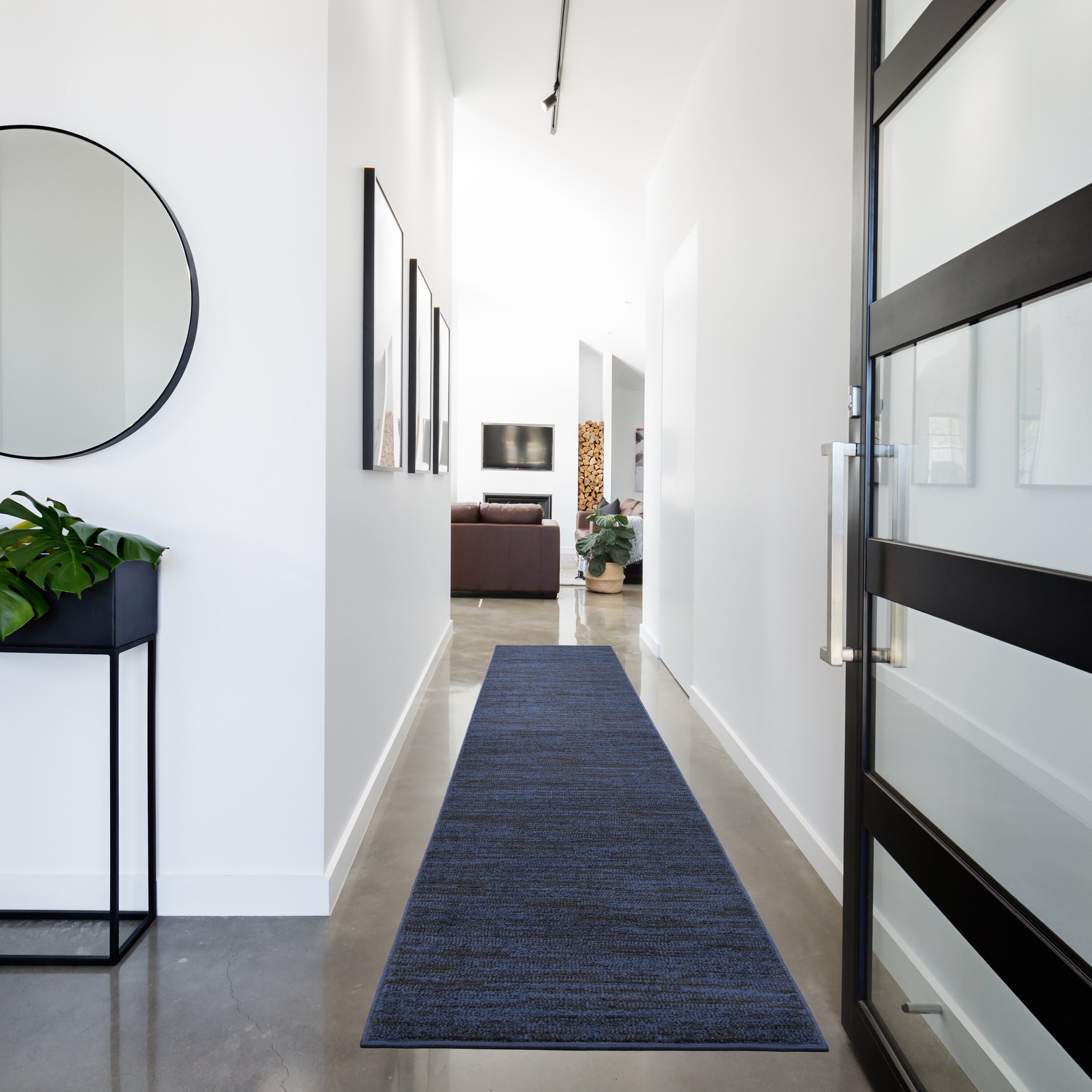 Nourison 099446062383 Essentials 2 x 12 (ft) Loomed Polypropylene Midnight Blue Rectangular Indoor/Outdoor Runner rug