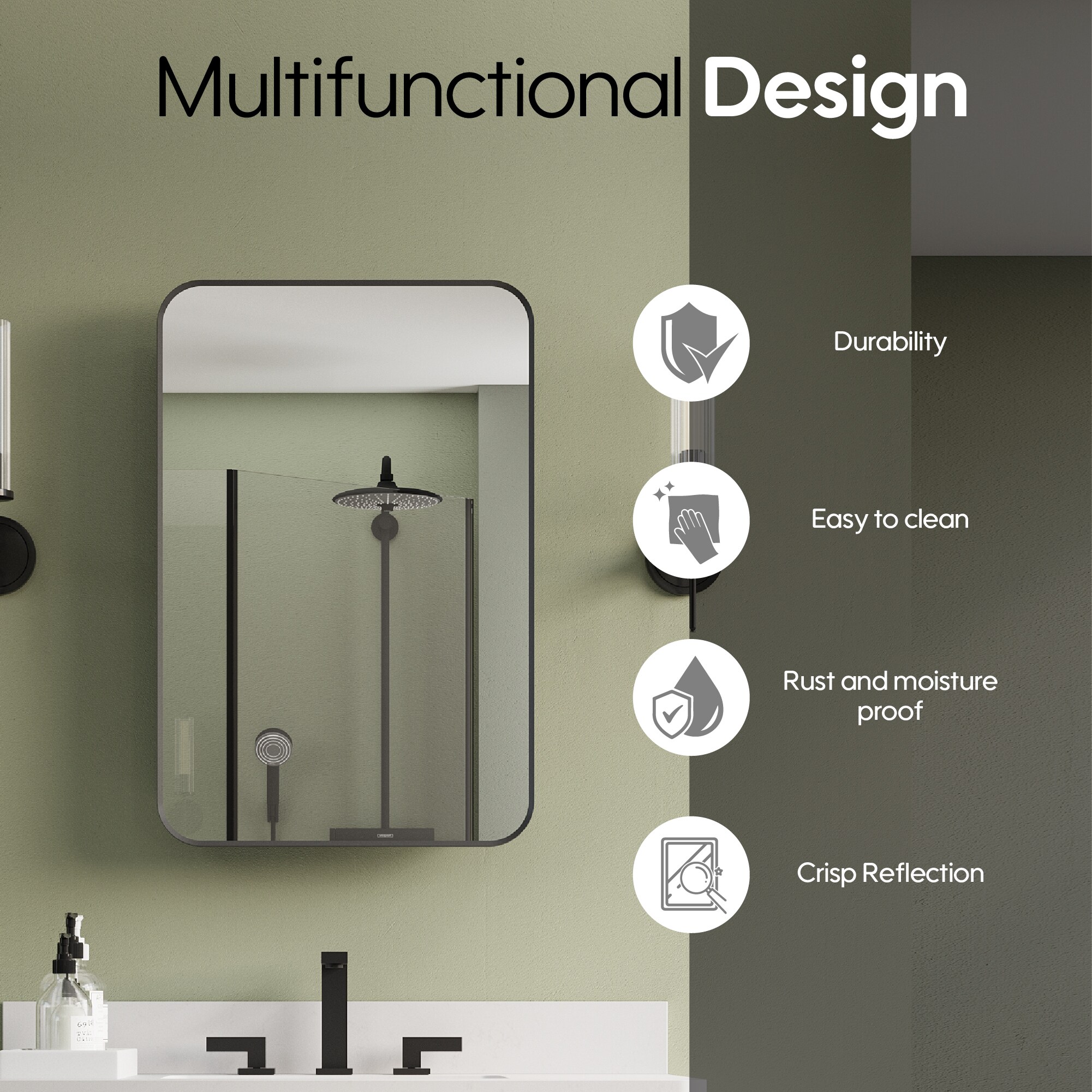 Forclover MCLE-2030MB-LR Bathroom-Medicine-Cabinets - View #2