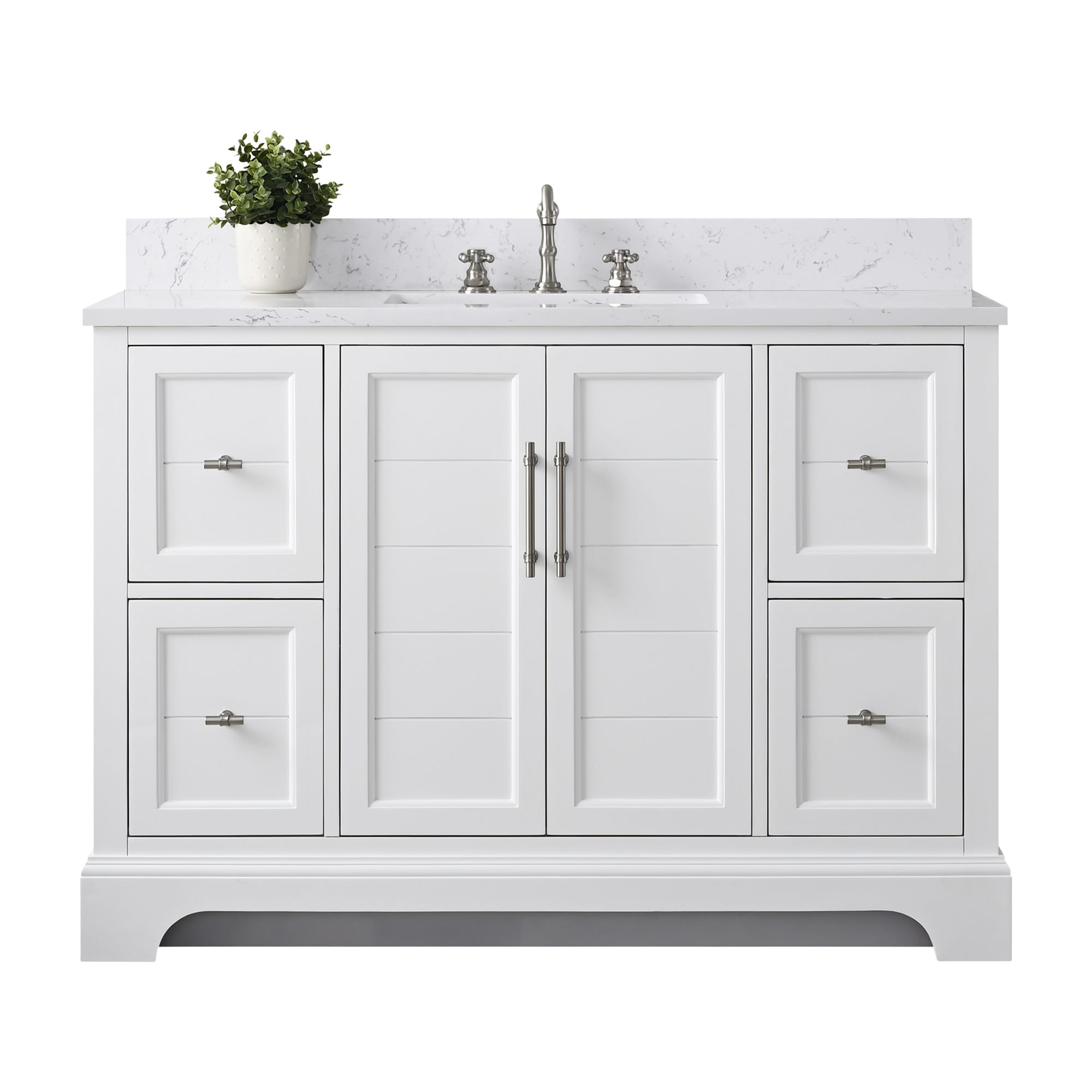 White 48" Single Sink Bathroom Vanity with Quartz Top