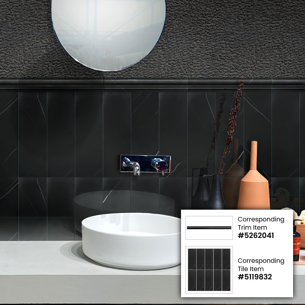Grandis Black Polished Marble Subway Wall & Floor Tile
