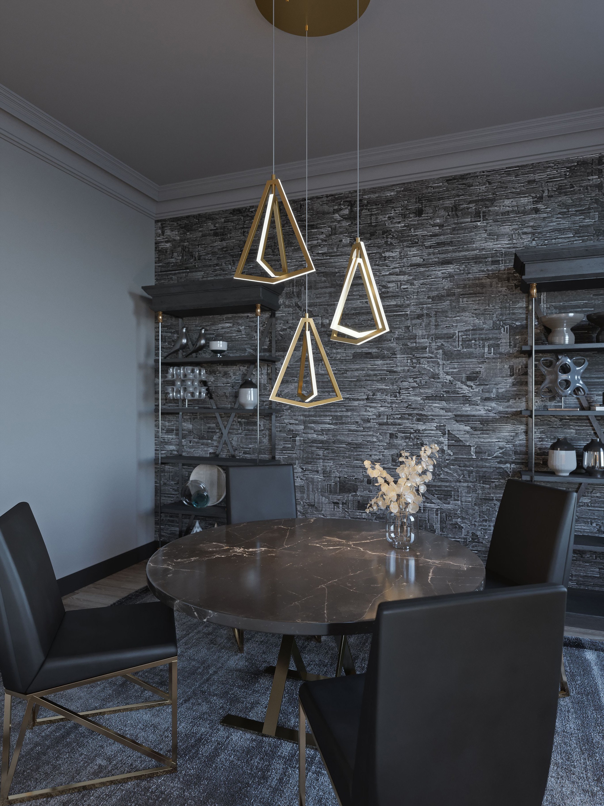 Gianna Black Aluminum LED 3-Light Pendant