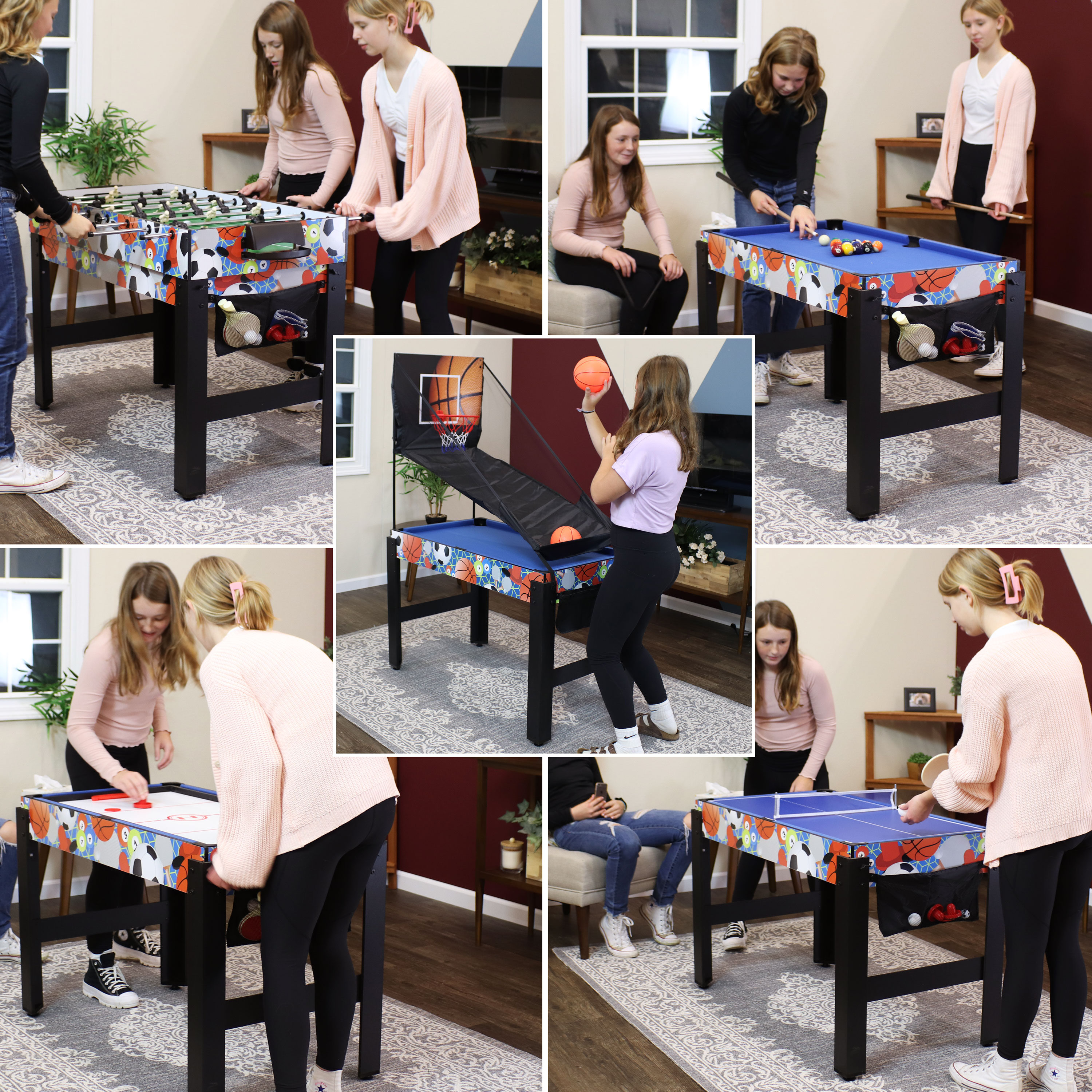 Sunnydaze Decor Freestanding MDF 10-Game Table with Billiards, Foosball,  Hockey, and More in the Multi-Game Tables department at