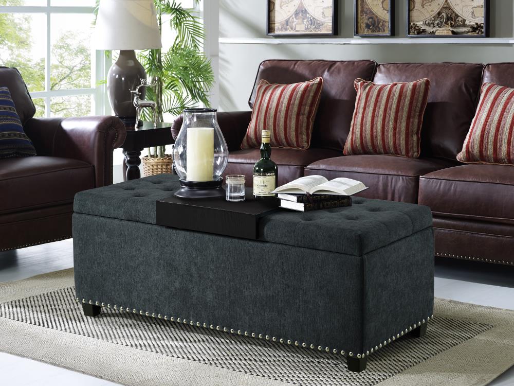 Lifestyle Solutions LSRE783CHAR Casual Charcoal Accent Bench with Storage 46.5-in x 18.9-in x 17.3-in