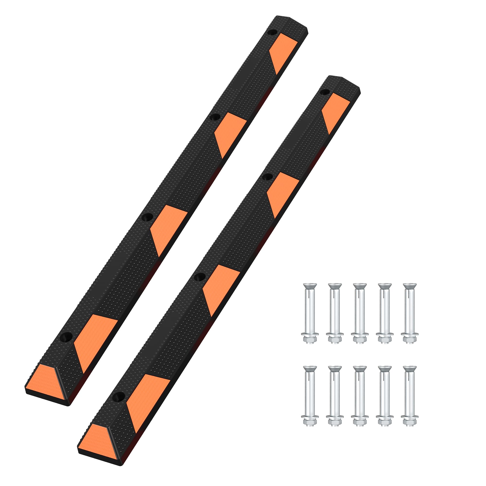 Garvee 72 Inch Heavy Duty Rubber Parking Stopper Bright Orange And Black Wheel Chock Parking Block For Garage Road Construction Site