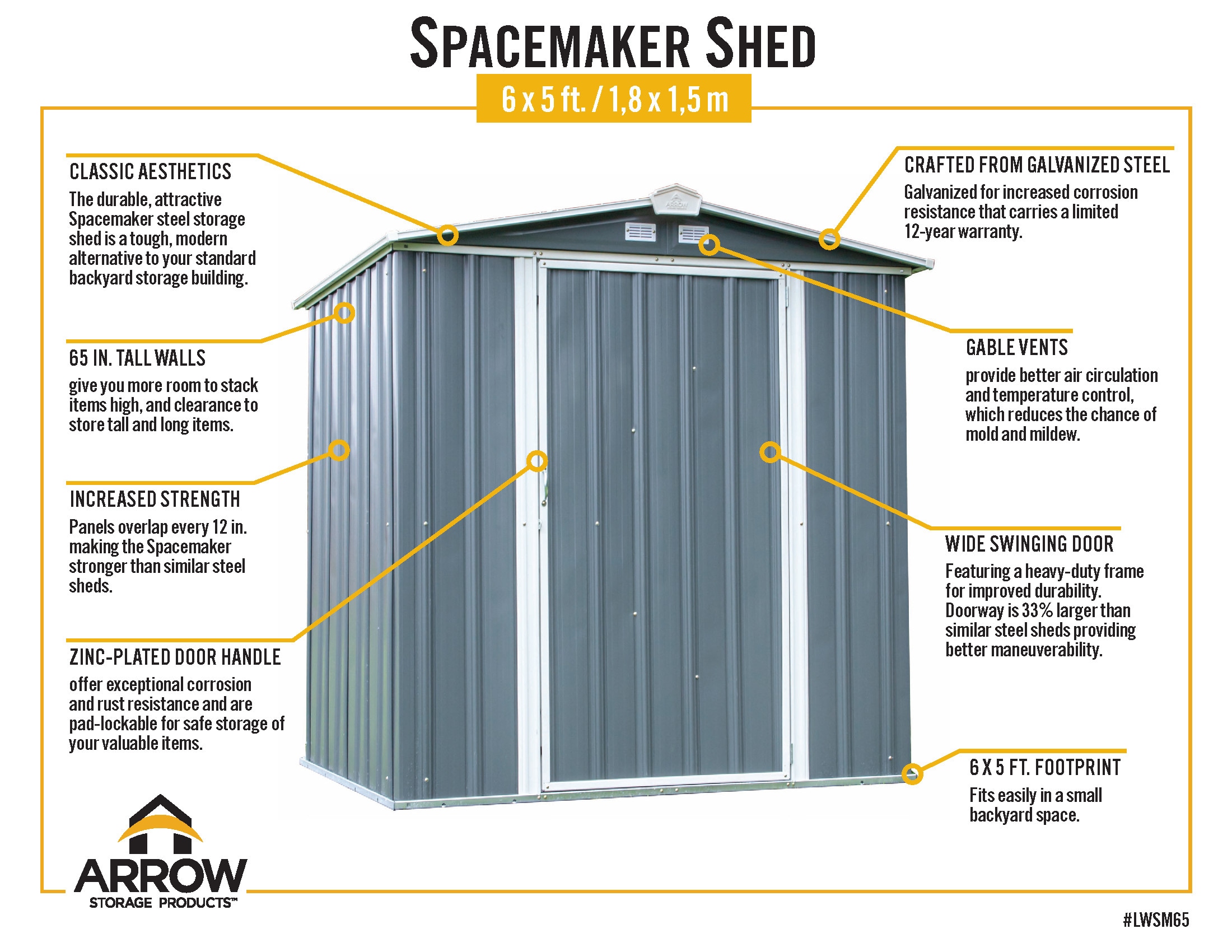 Arrow LWSM65 Metal-Storage-Buildings-Sheds - View #12