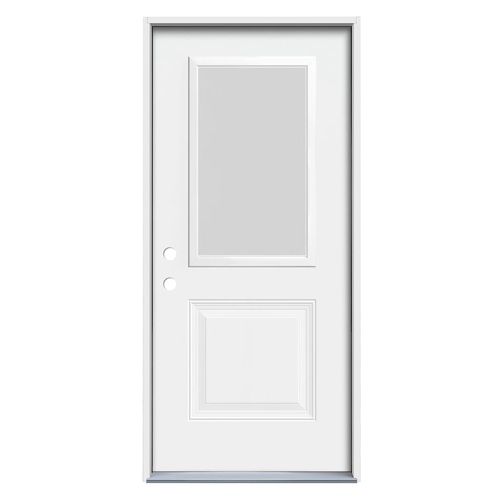 RELIABILT ABS612331 Blanca 36-in x 80-in x 4-9/16-in Steel Half lite Right-hand inswing Primed Prehung Front Door Insulating core