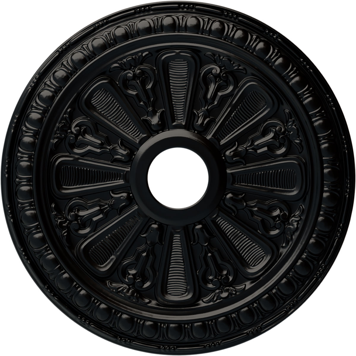 Ekena Millwork CM23BIBLF Bristol 23.5-in W x 23.5-in L Painted Jet Black Polyurethane Whole Ceiling Medallion