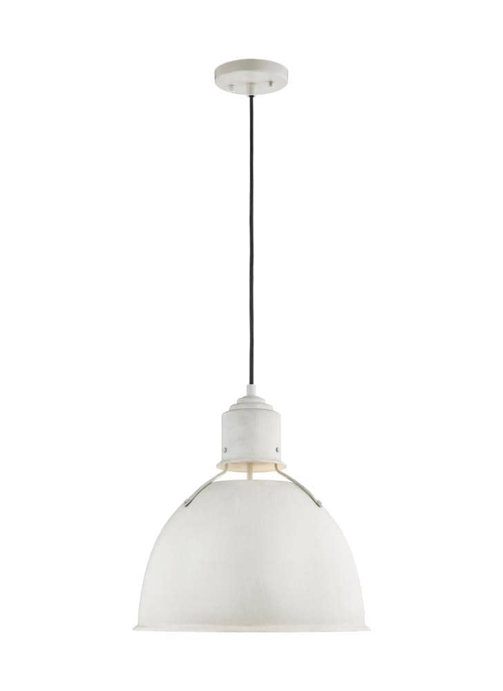 Generation Lighting 6680301EN3-817 Huey 1 -Light Antique white Industrial Bell Medium Hanging Pendant light