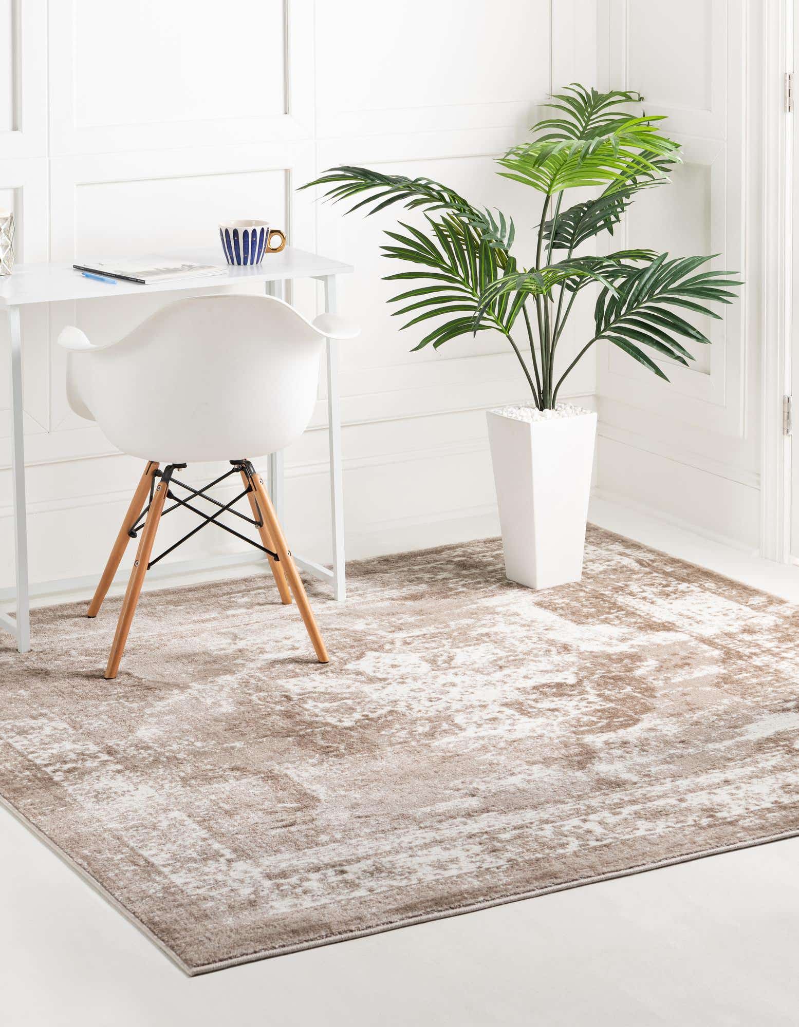 Salle Garnier Beige and Ivory Square Area Rug