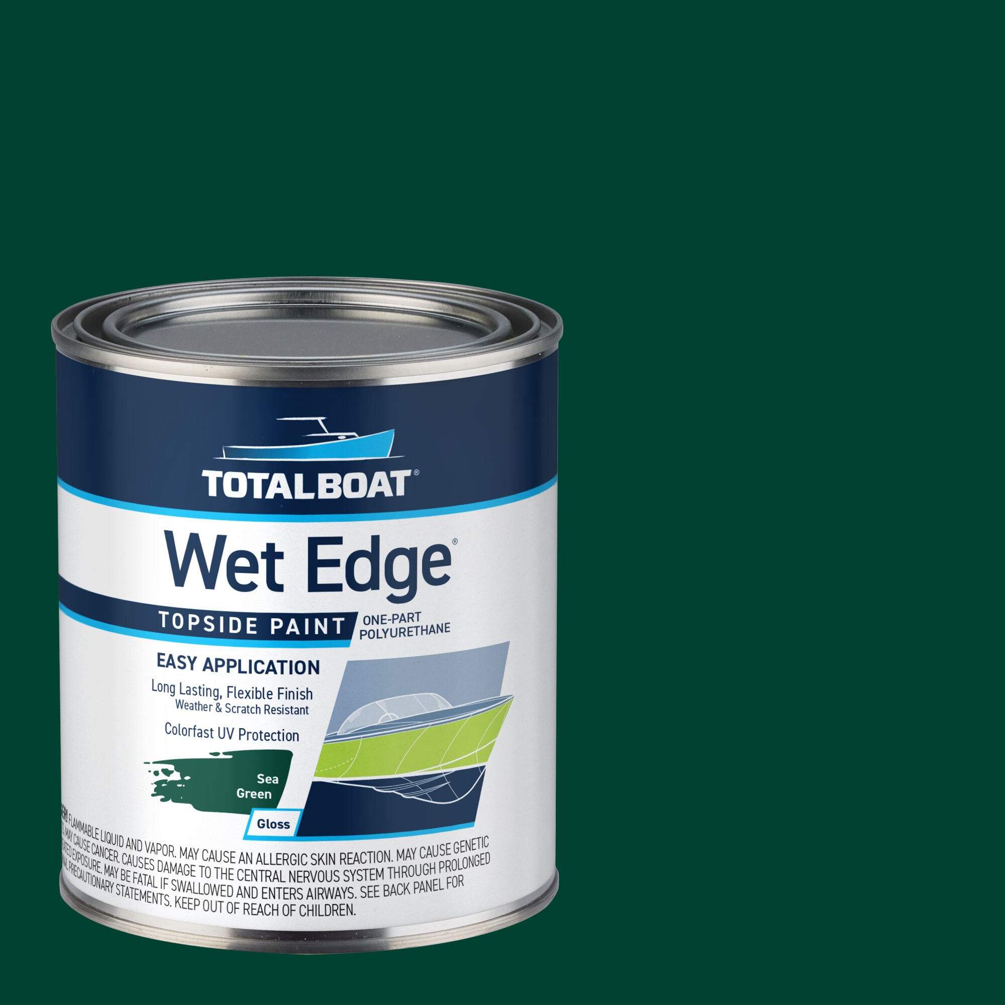 TotalBoat 365389 Wet Edge Topside Paint High-gloss Sea Green Enamel Oil-based Marine paint ( 1-quart )