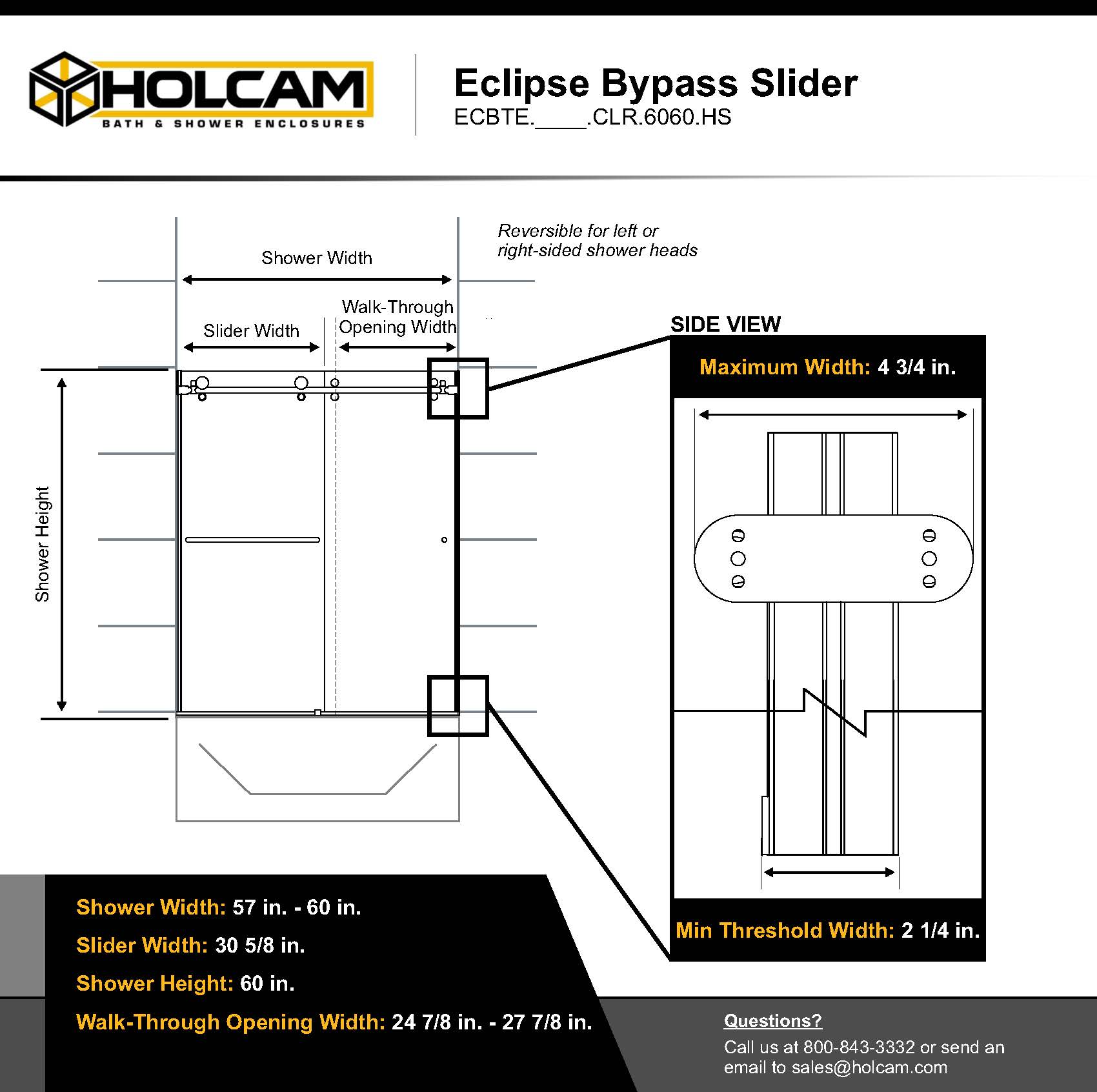 Holcam ECBTEMBLCLR6060HS Bathtub-Doors - View #8