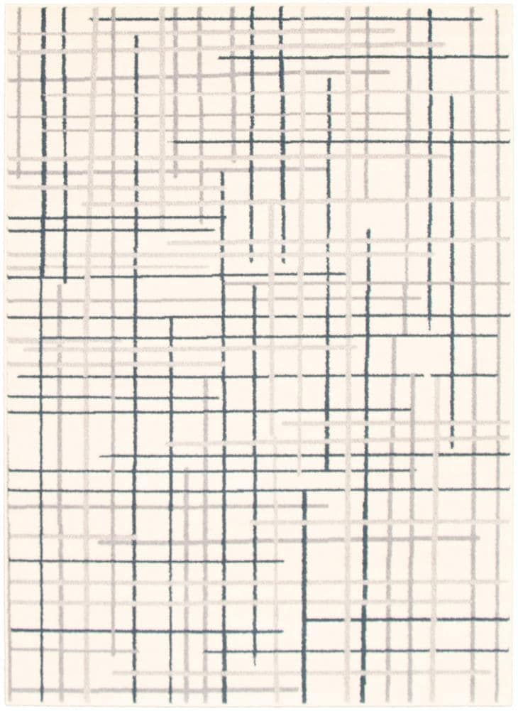 ECARPETGALLERY 315519 Tessa 5 x 7 (ft) Loomed Polypropylene Silver, Cream, Petrol Rectangular Indoor Bohemian/Eclectic Area rug