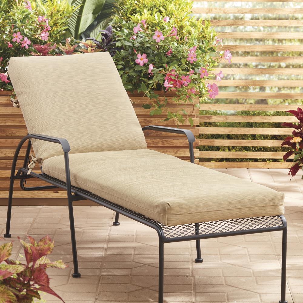 allen + roth Neverwet Nw Wheat Patio Chaise Lounge Chair Cushion in the ...