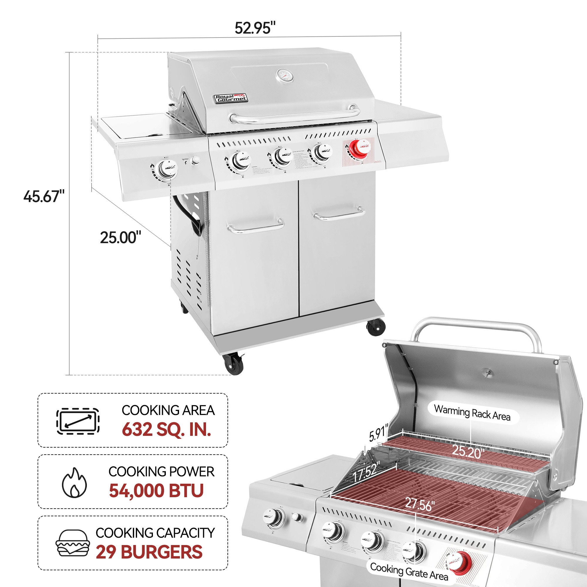 Royal Gourmet GA4402S Gas-Grill - View #13