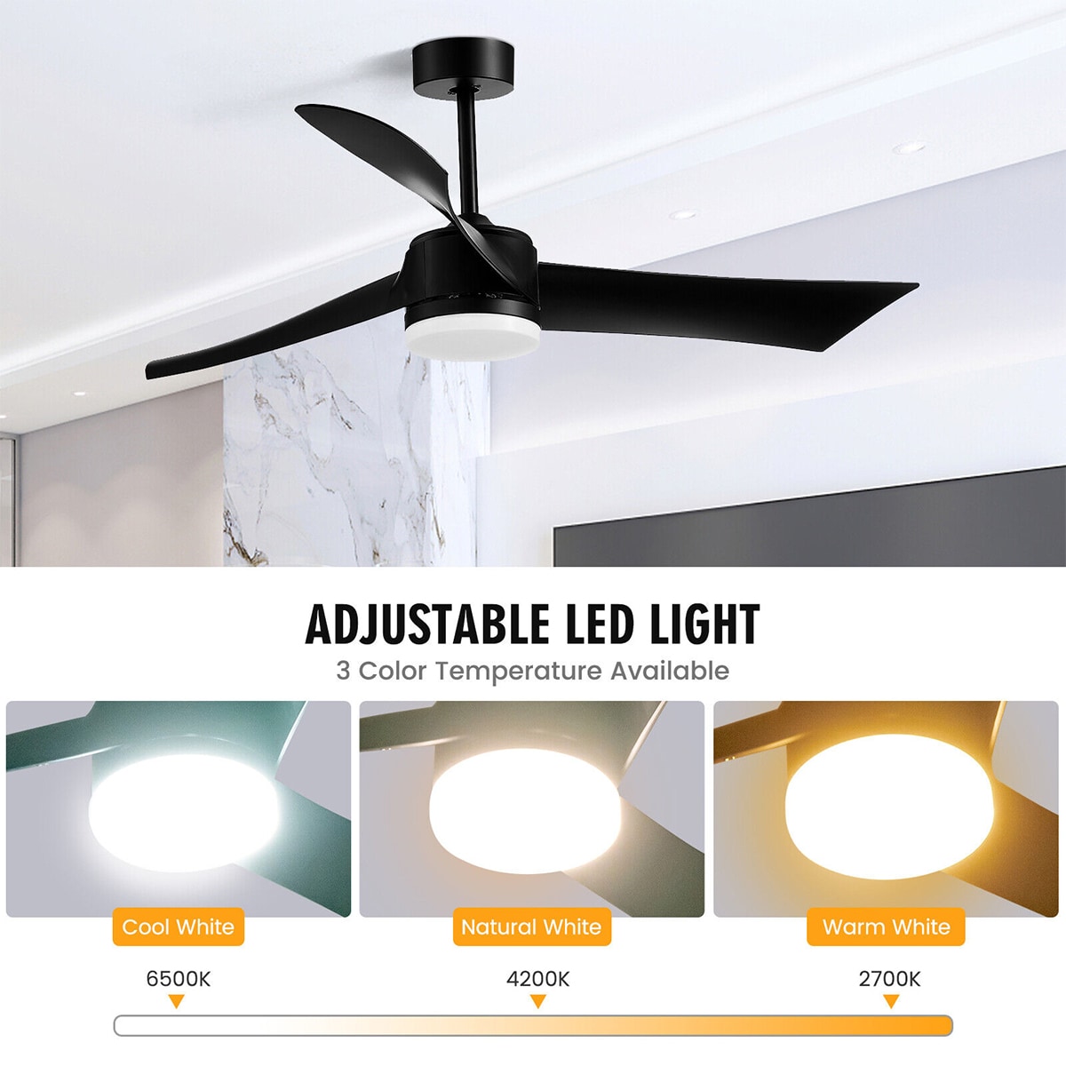 WELLFOR DFJ10186US-BK Ceiling-Fans - View #4
