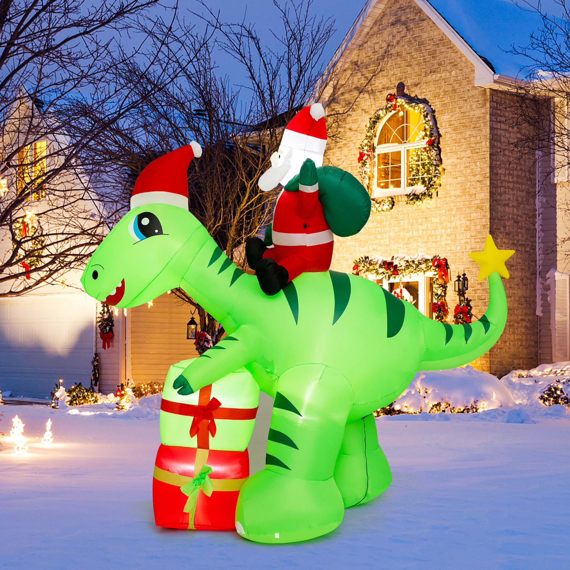 Holiday Time 8.5 Foot Tall T-Rex With popular Ornament Green Christmas Decorations New