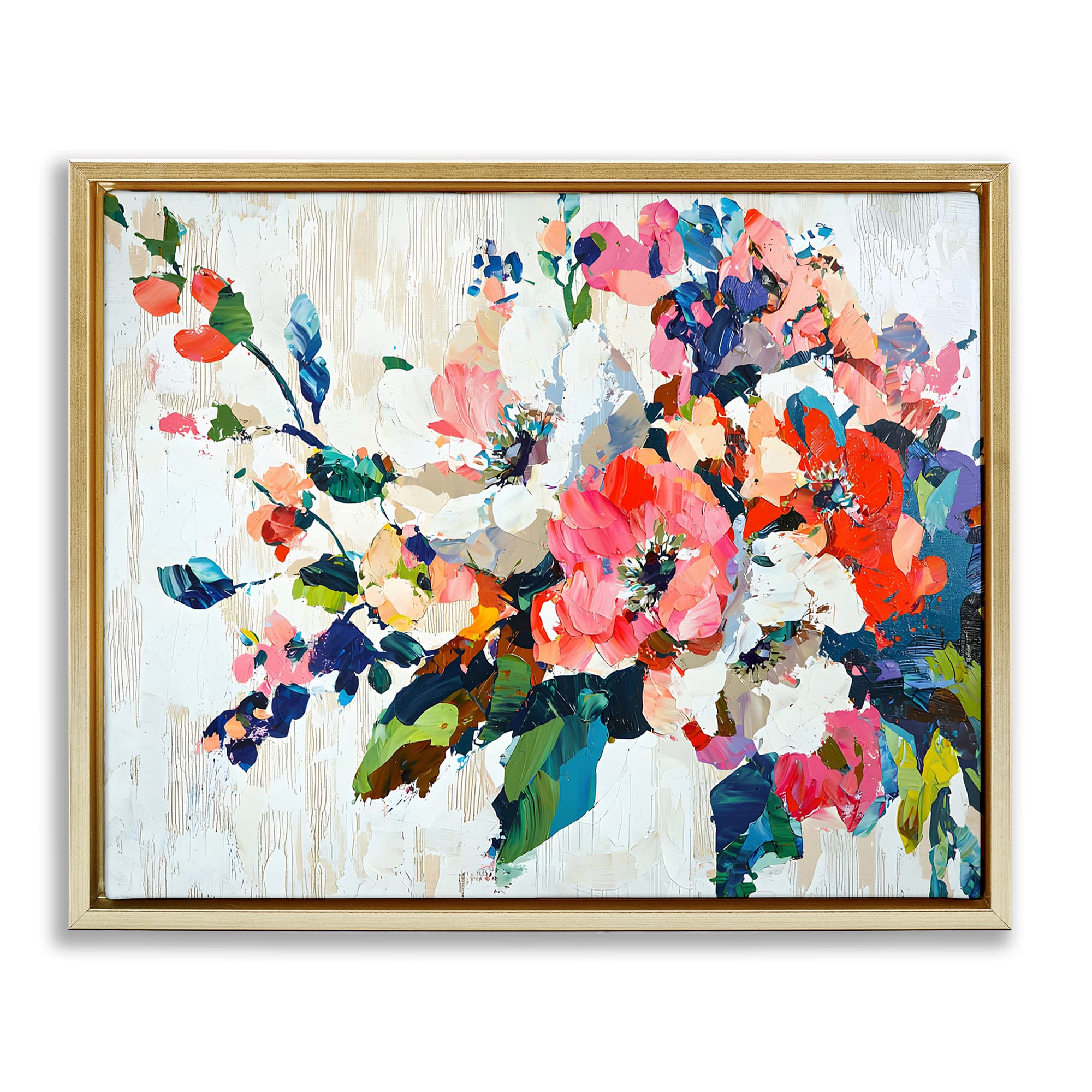 Stupell Industries BT-854-FFG-24X30 Abstract Flower Blooming Branch Gold Framed Floater Canvas Wall Art By Franklyn Gregory 31 x 25