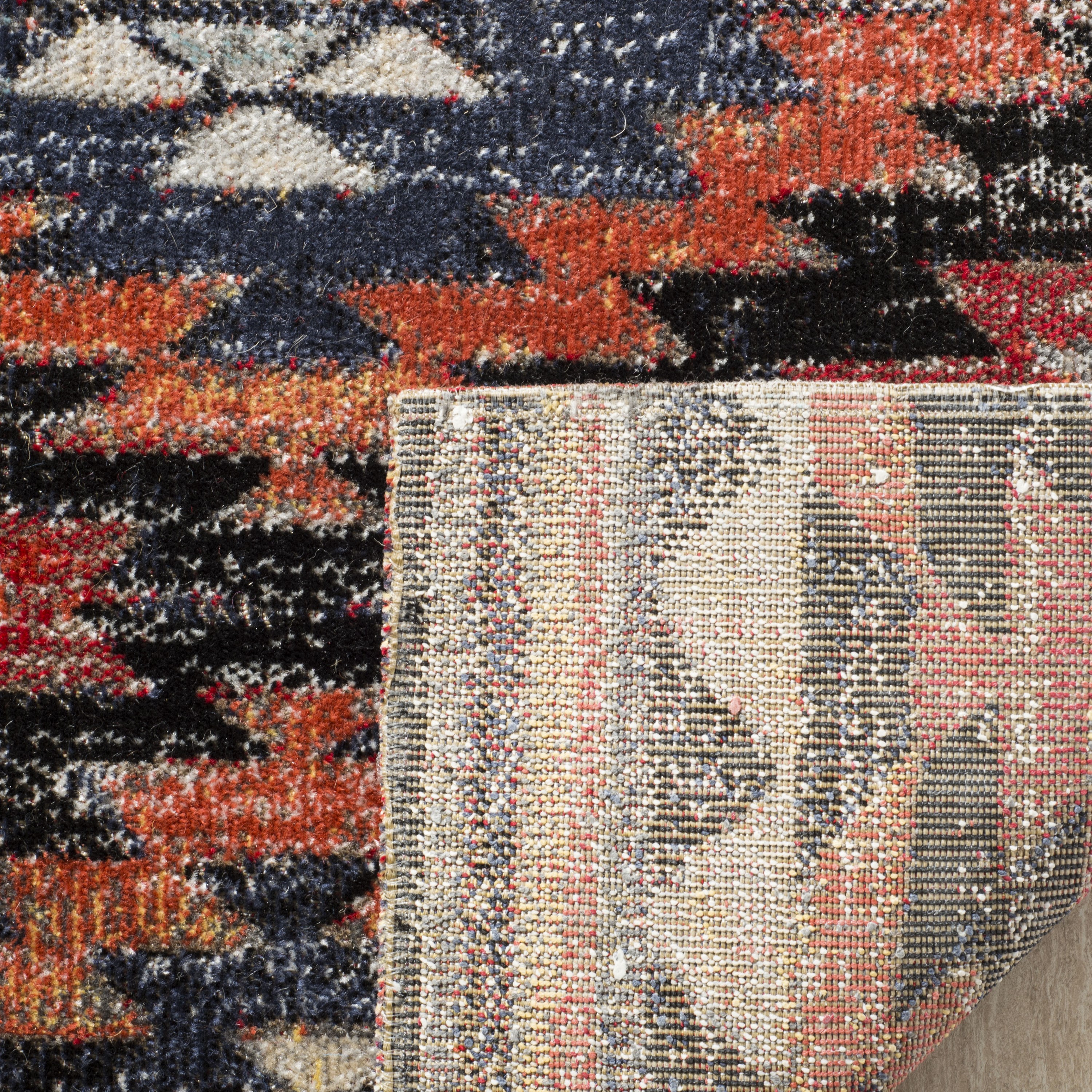 Rust and Multi Geometric 6' x 9' Synthetic Area Rug