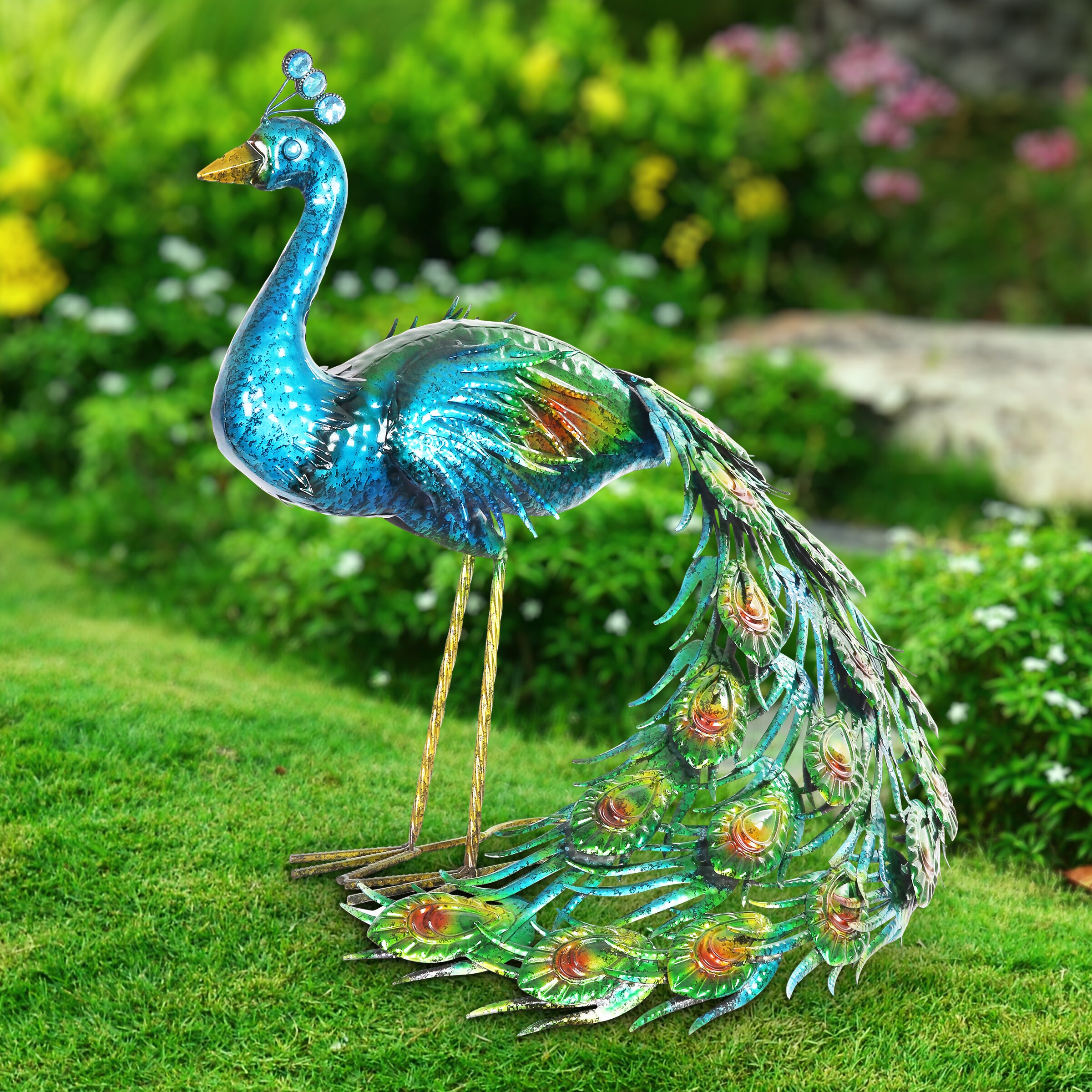 Exhart 24-in H x 15.25-in W Green Animal Garden Statue in the Garden ...