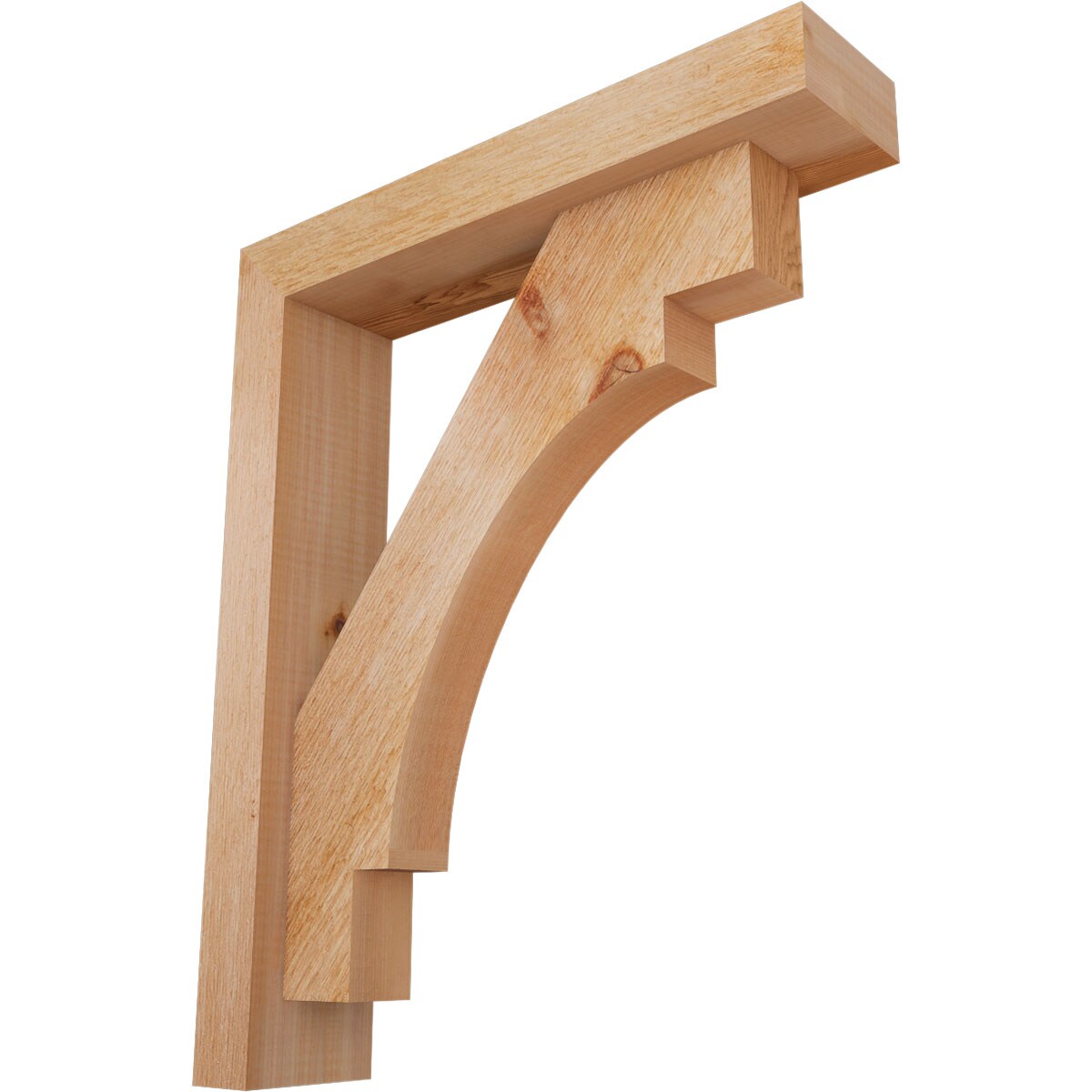 Ekena Millwork 1463013 Merced Block Rough Sawn Bracket with Offset Brace 4-in x 18-in x 22-in Western red cedar Brown Wood Standard bracket