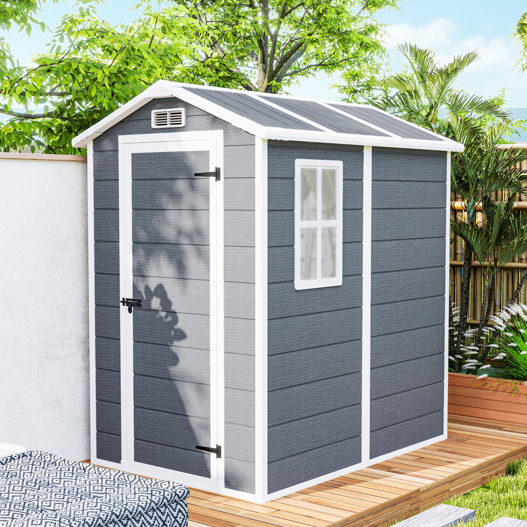 Outsunny 84H-157V00GY Metal-Storage-Buildings-Sheds - View #8