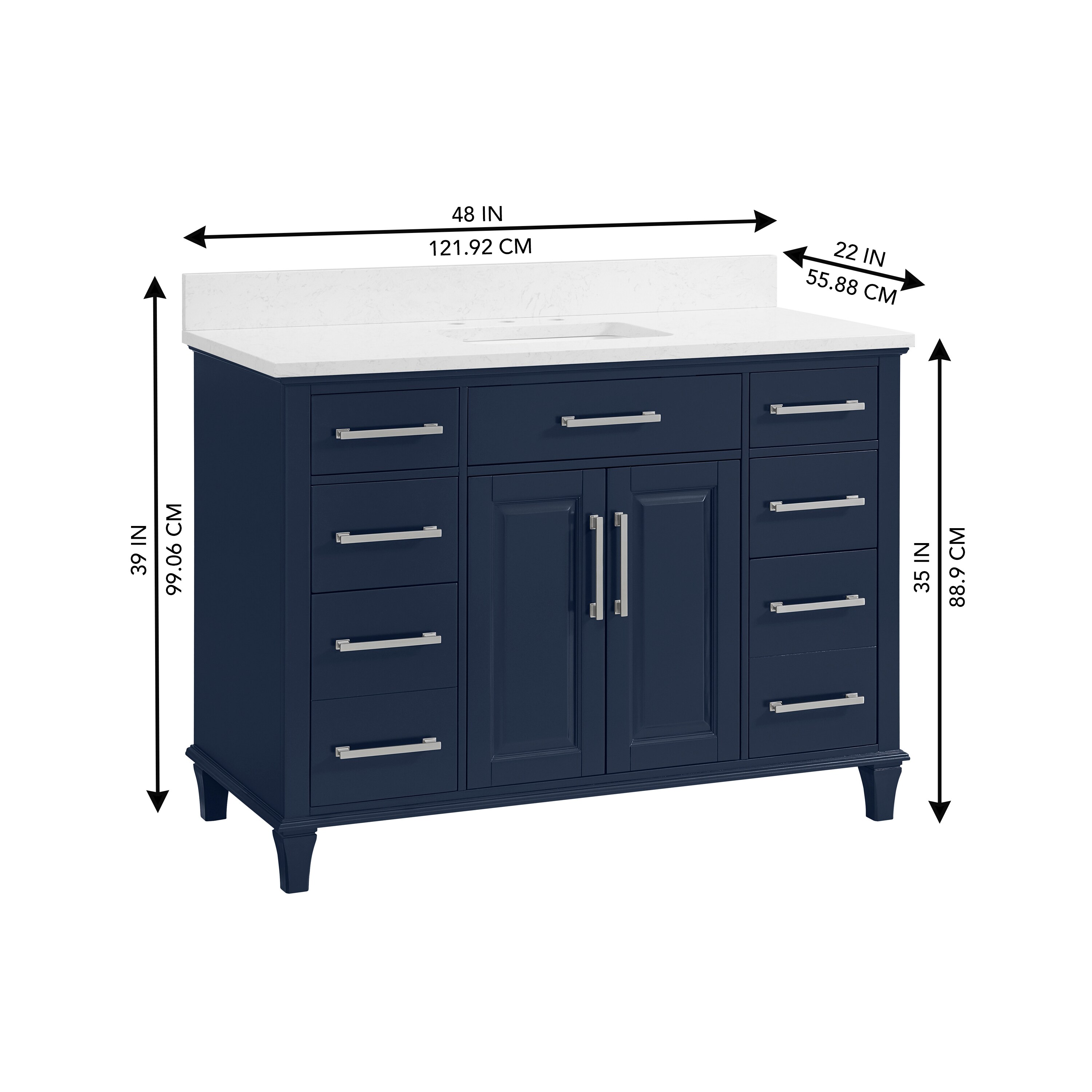 allen + roth Brookview 48-in Royal Navy Undermount Single Sink Bathroom ...