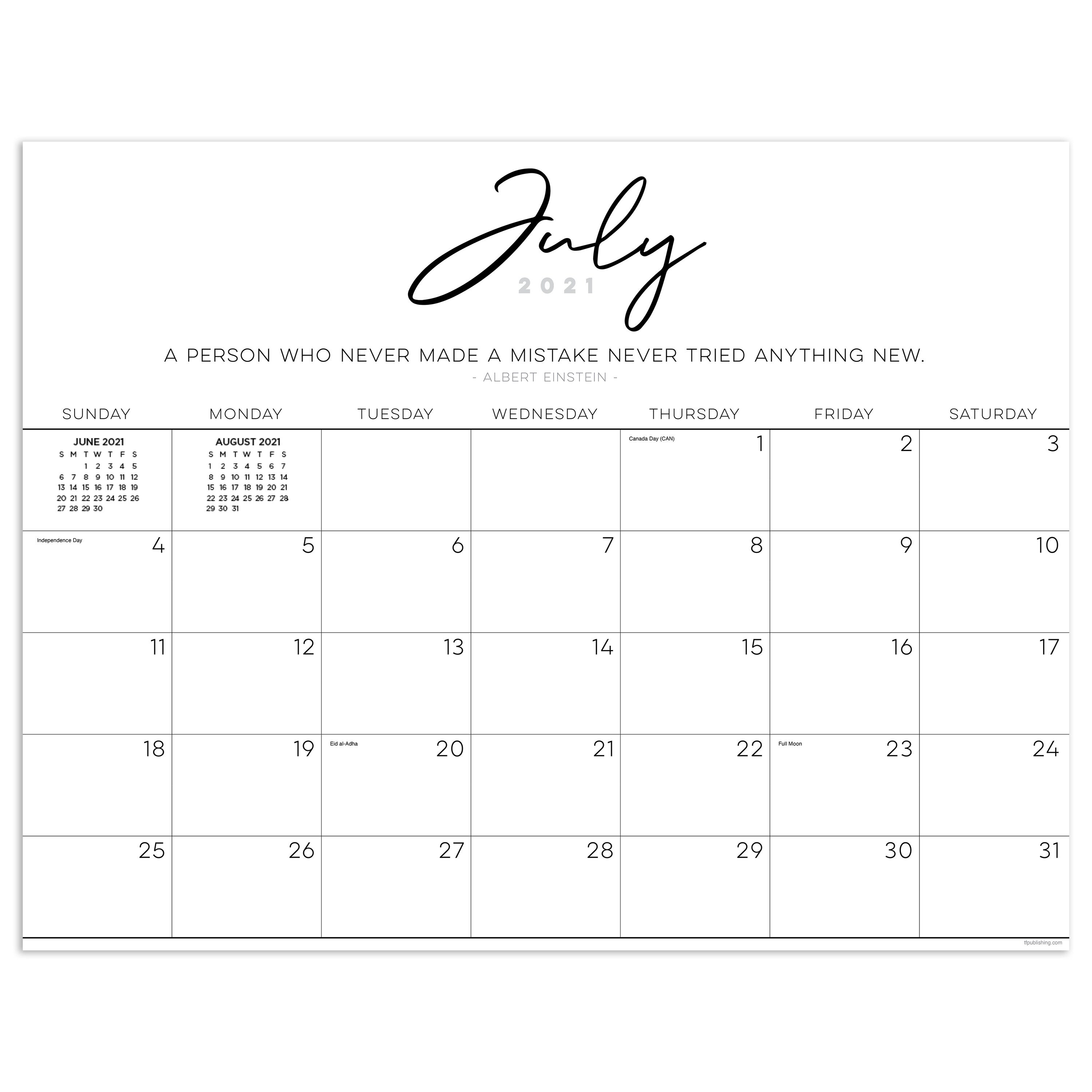TF Publishing 22-8234A Academic Year July 2021 - June 2022 Inspirational Script Large Desk Pad Monthly Blotter Calendar