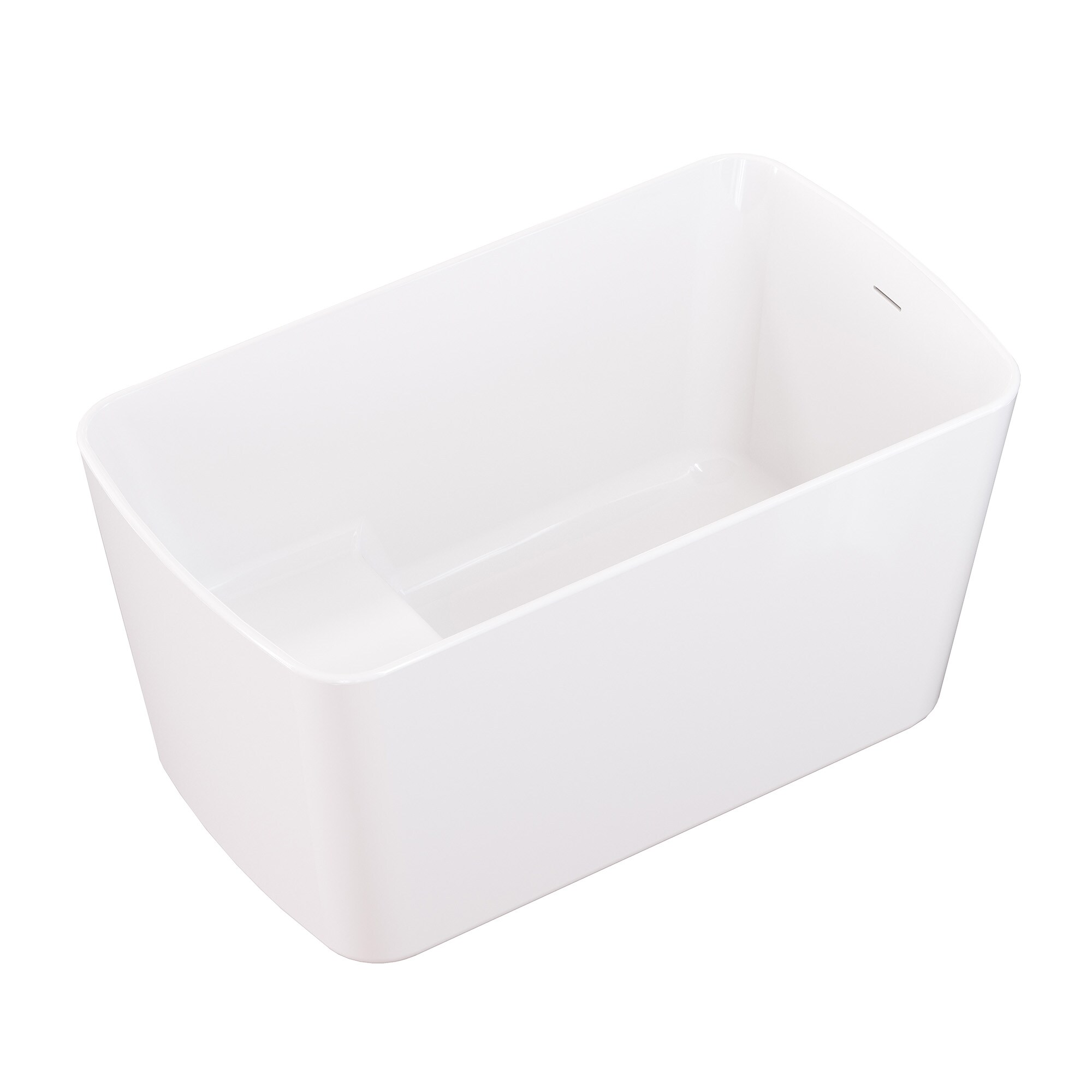 CASAINC CA-BT-79228 30.08-in x 51.08-in Gloss White Acrylic Oval Freestanding Soaking Bathtub with Drain ( Center Drain )