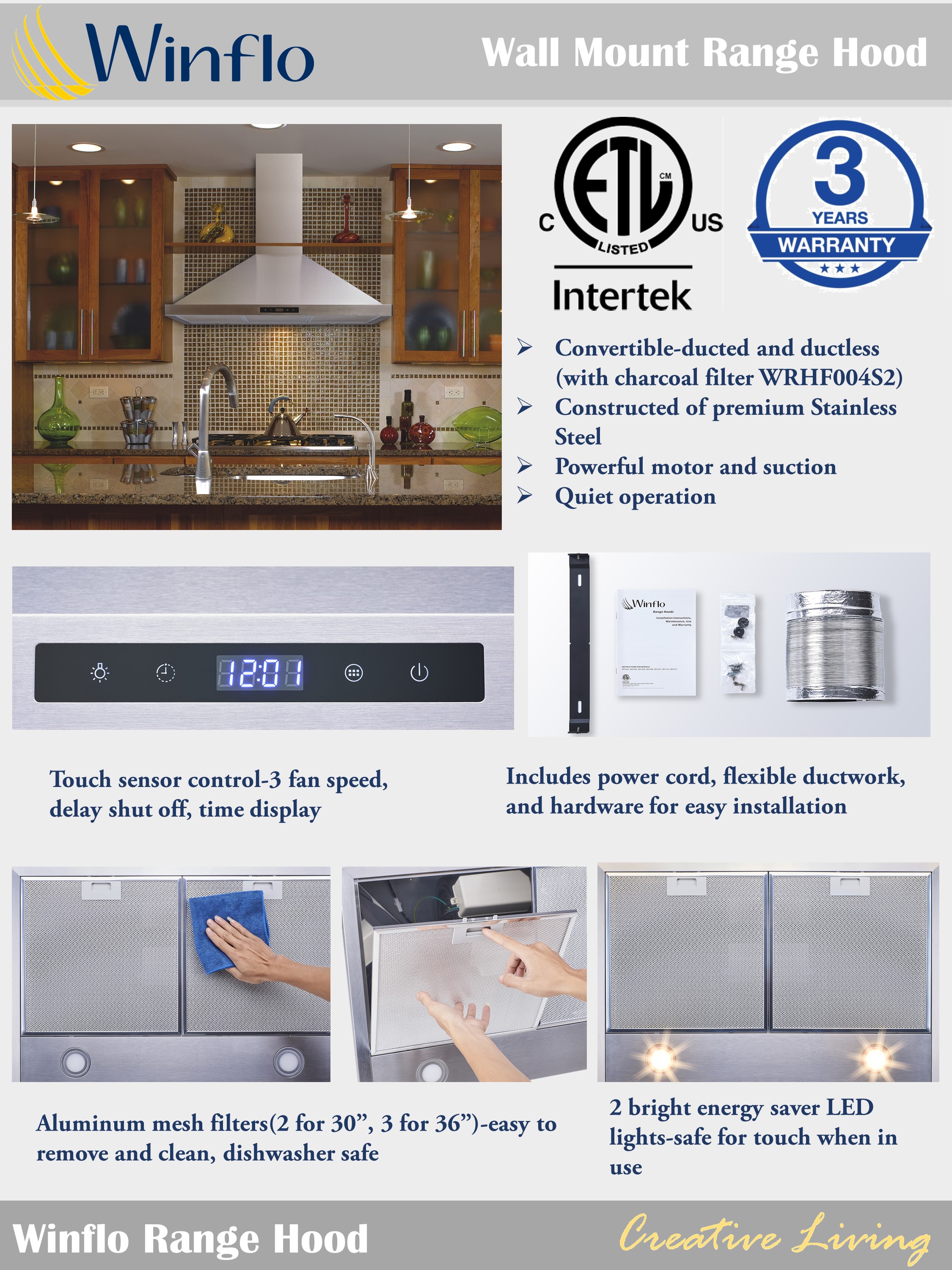 Winflo LRW03B30C Wall-Mounted-Range-Hoods - View #10