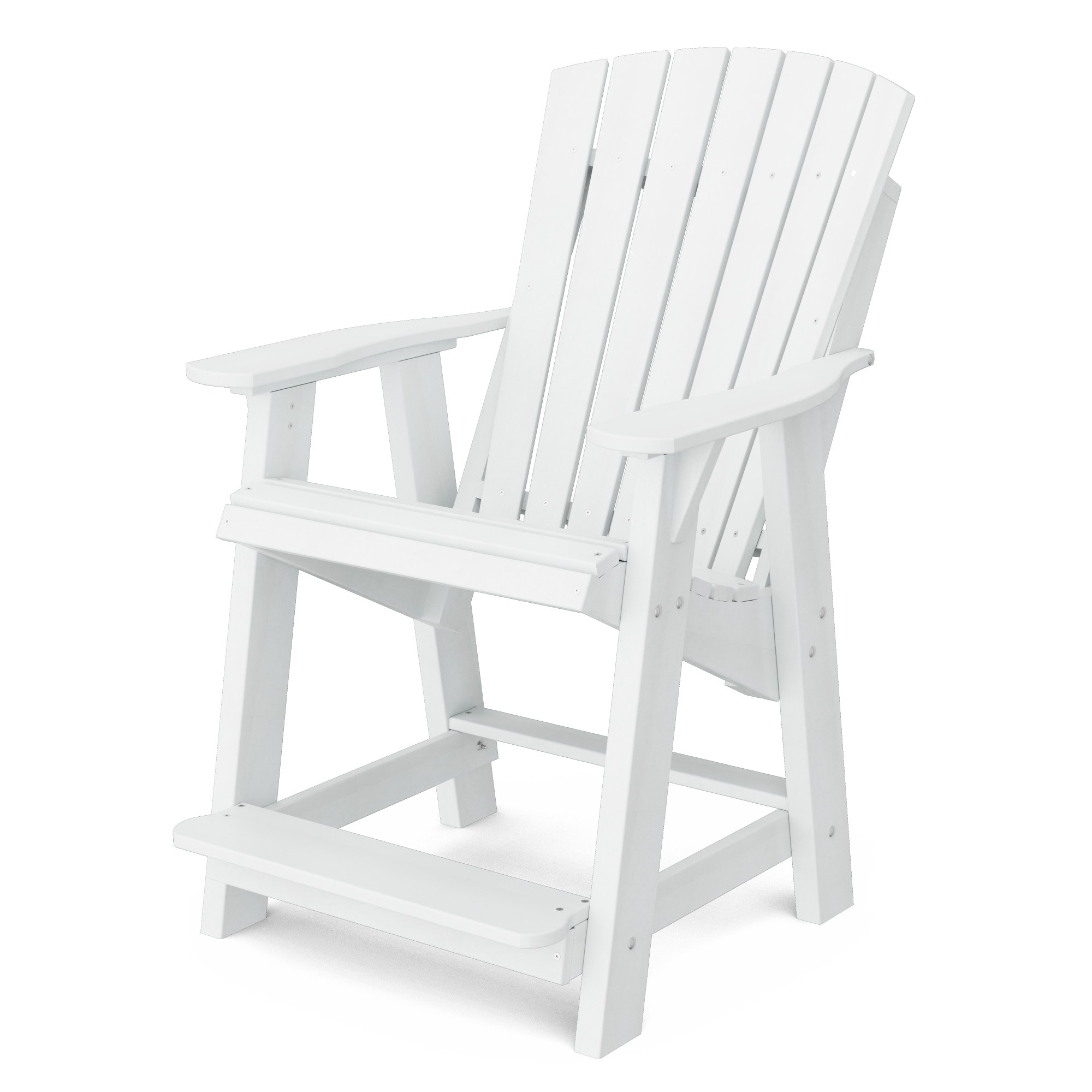 Wildridge LCC-119-BW Heritage High White HDPE Frame Stationary Adirondack Chair with Slat Seat