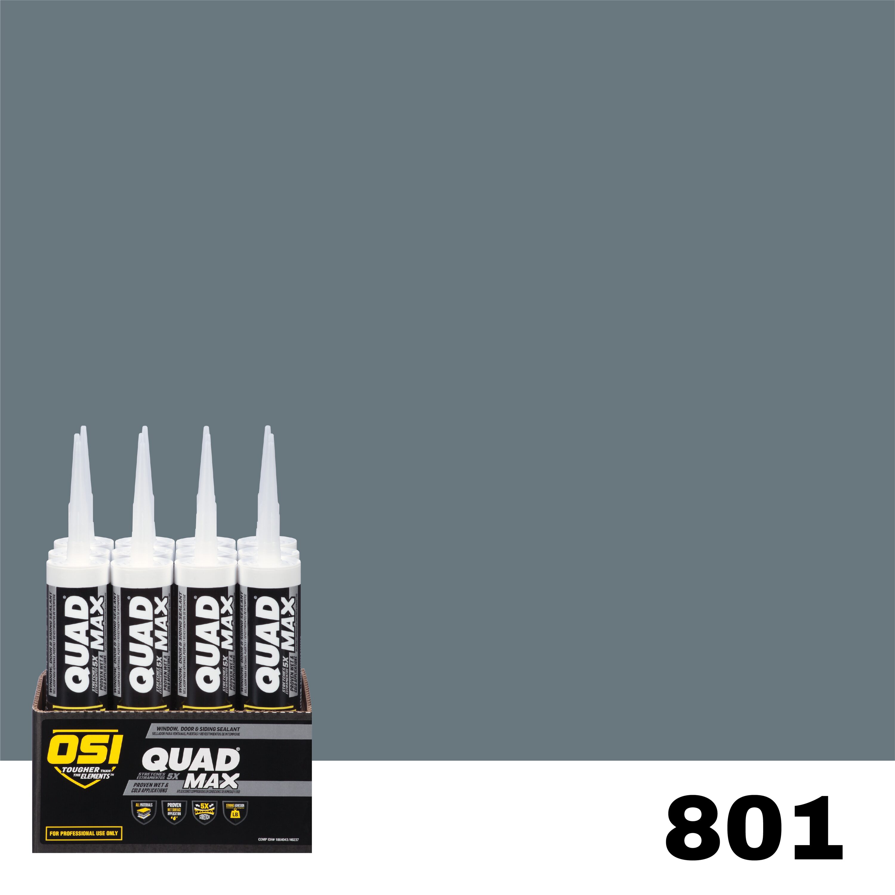 OSI 1869730 Quad Max 12 -Pack 9.5-oz Window door Blue 801 Paintable Advanced Sealant Caulk