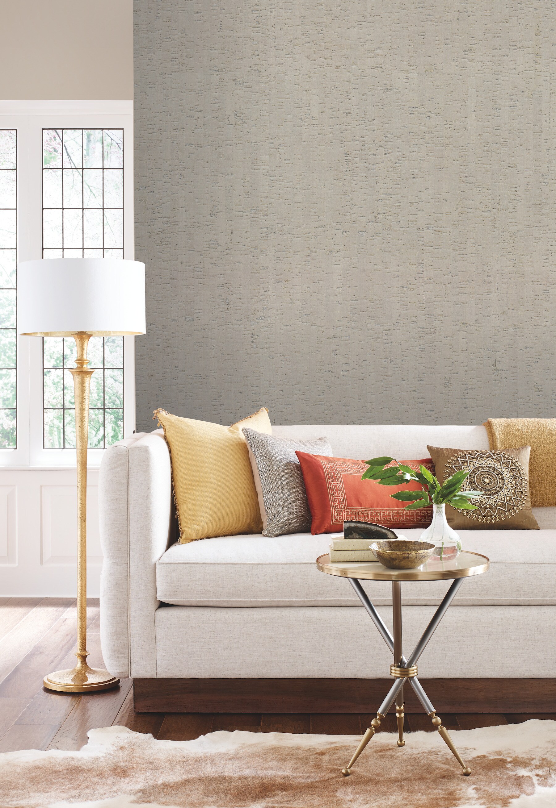 York Wallcoverings LC7147 Organic Cork Prints 60.8-Sq. Feet Silver Paper Novelty Unpasted Wallpaper
