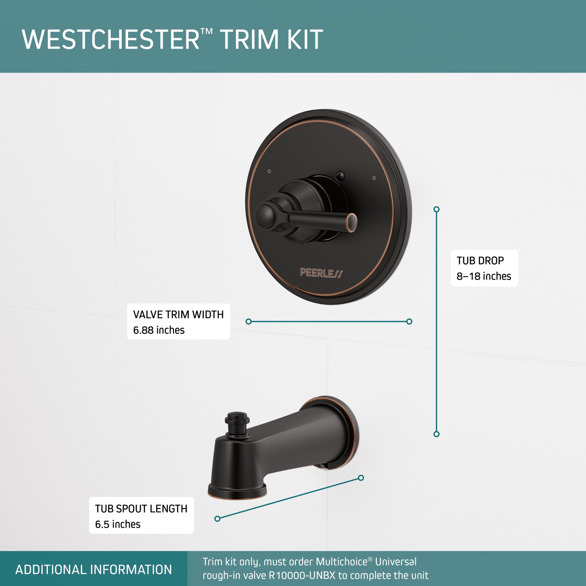 Peerless PTT14123-OB Bath-Shower-Facc - View #2