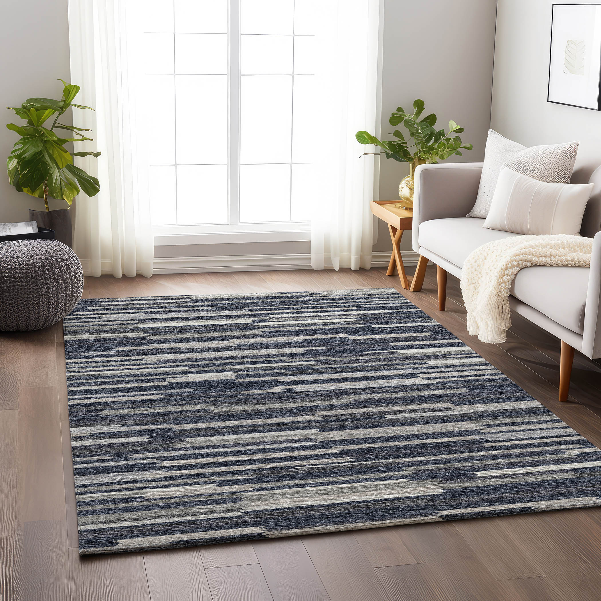 Addison Rugs AMF114GR5X8 Mayfield AMF114GR 5 x 7 (ft) Loomed Polyester Gray Rectangular Indoor Geometric Machine washable Area rug